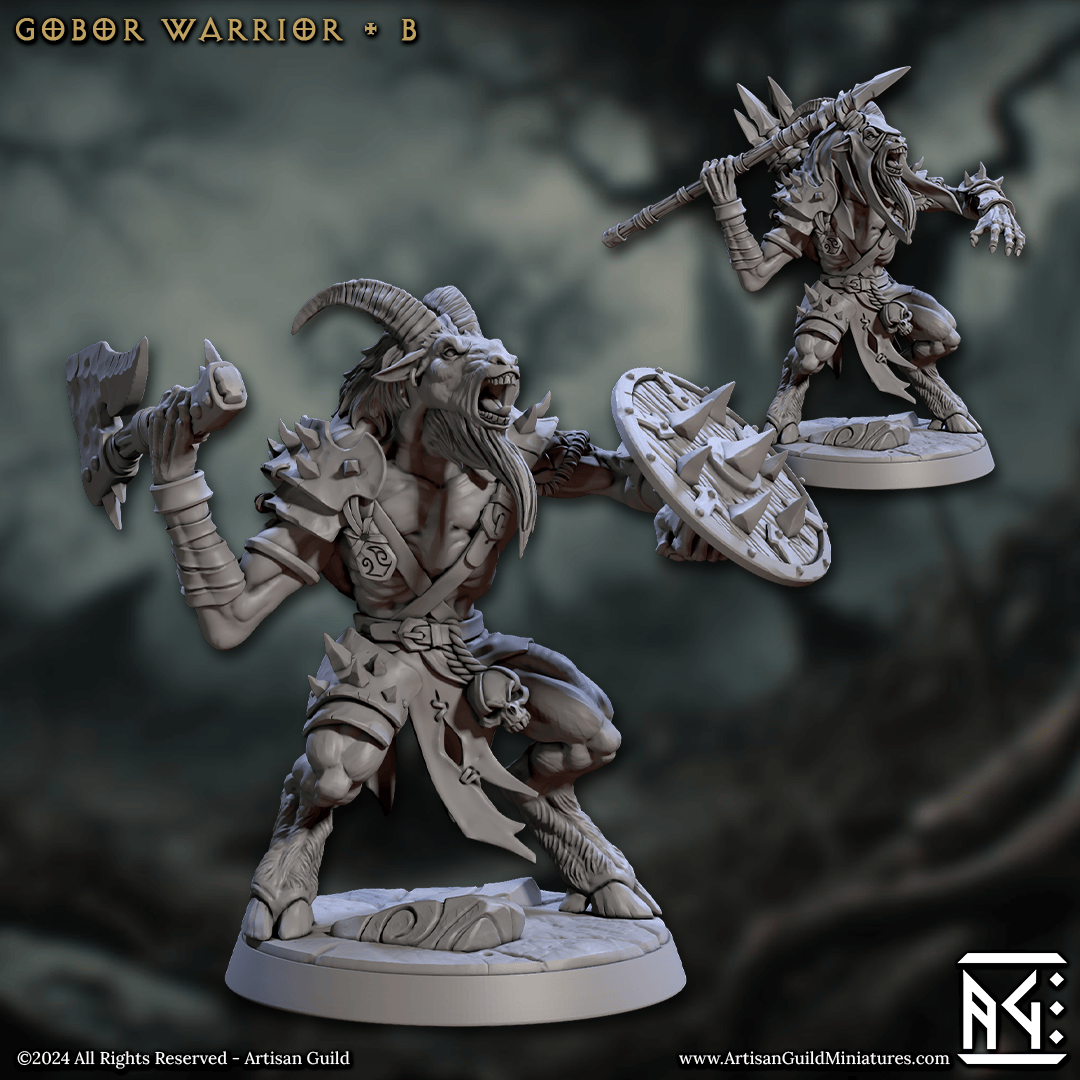 3D Printed Artisan Guild Gobor Warriors Set Rise of the Beastmen Set 28mm 32mm