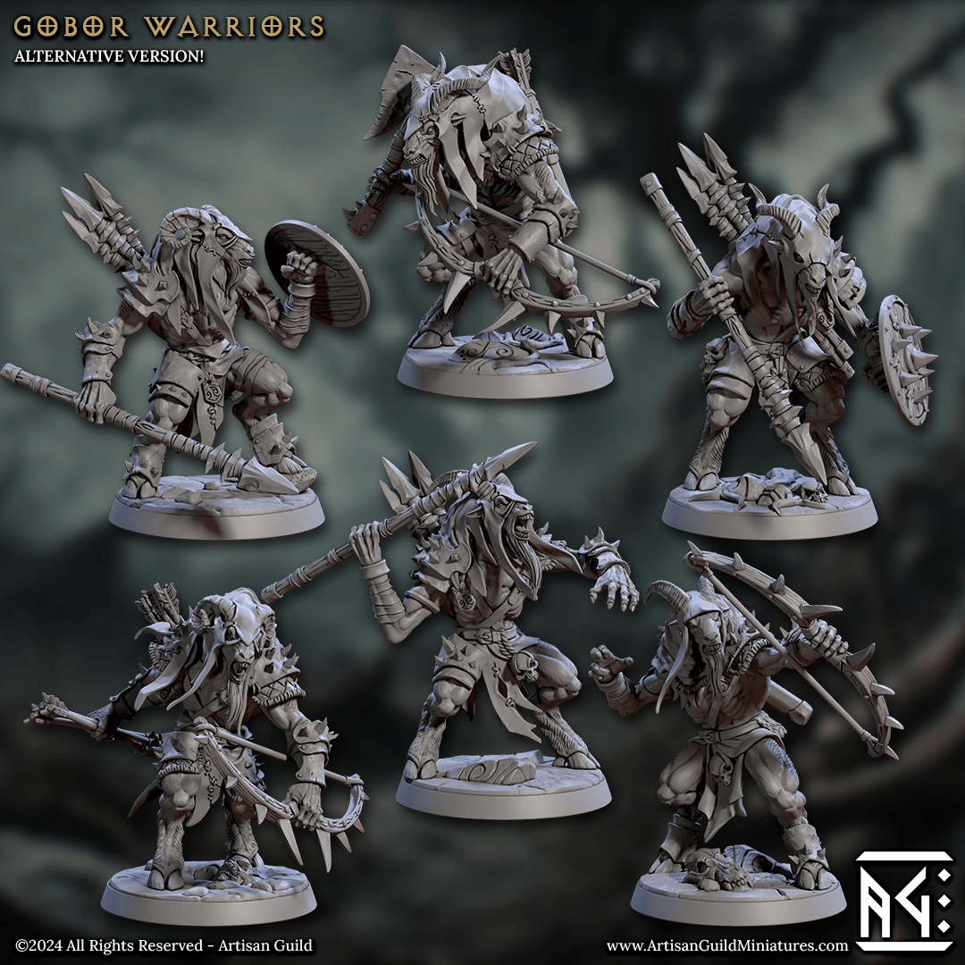 3D Printed Artisan Guild Gobor Warriors Set Rise of the Beastmen Set 28mm 32mm
