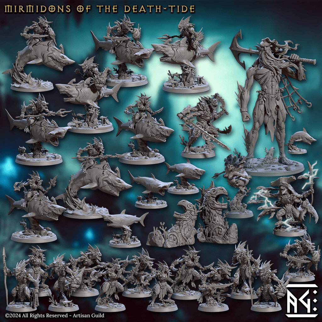 3D Printed Artisan Guild Makakuna Tide Champion Mirmidons of the Death Tide 28mm 32mm