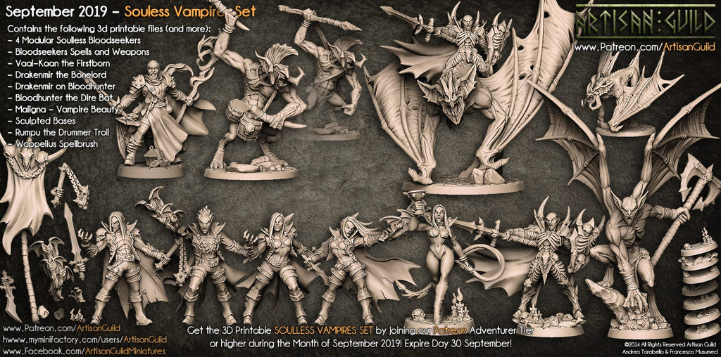 3D Printed Artisan Guild Vaal Kan the Firstborn Soulless Vampires Set 28mm 32mm