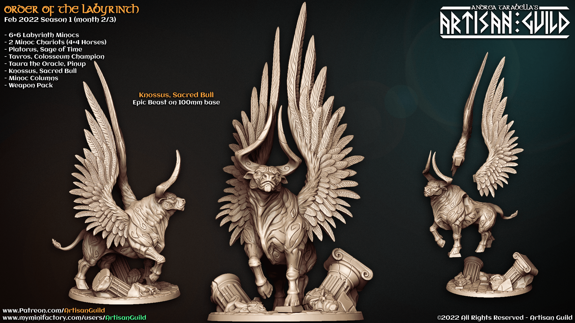 3D Printed Artisan Guild Sacred Bull Knossus Order of the Labyrinth 28mm 32mm