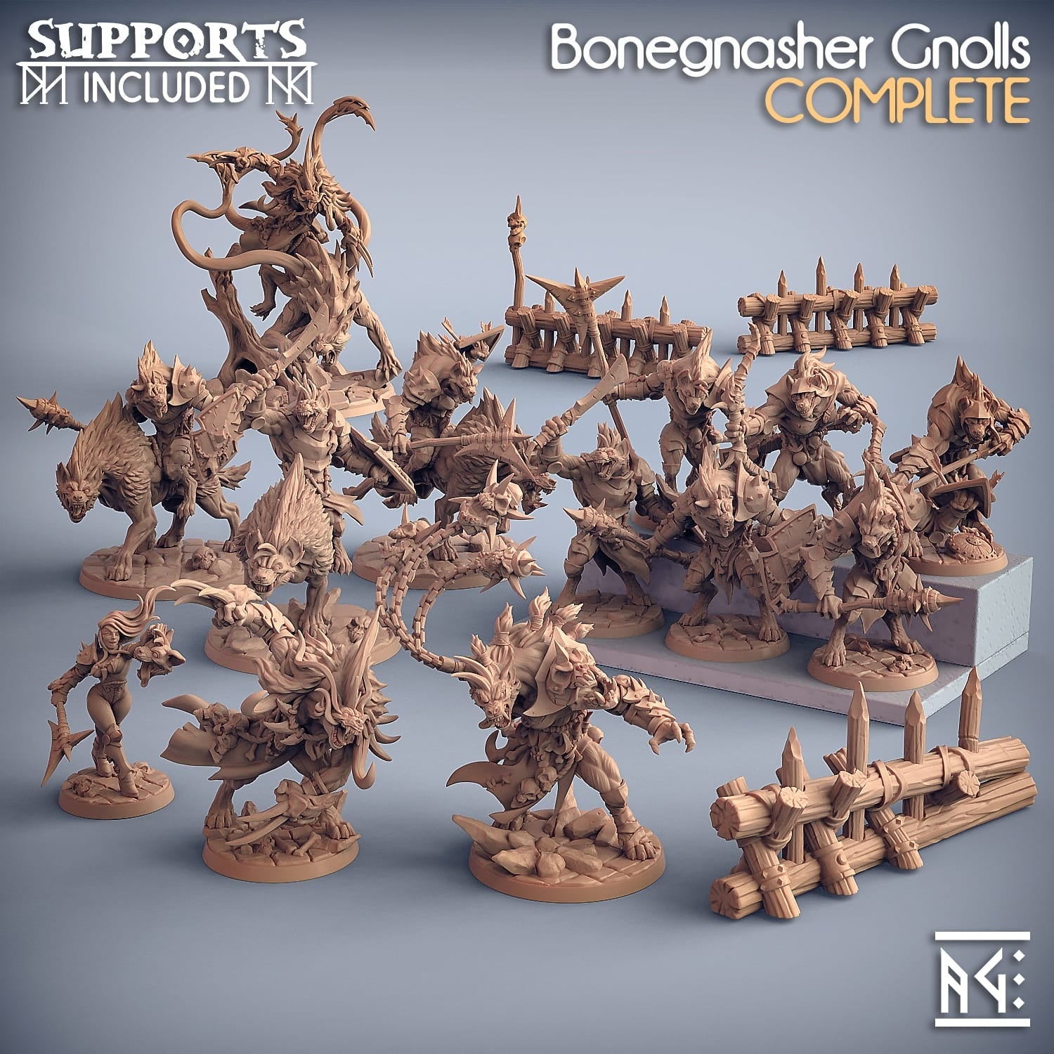 3D Printed Artisan Guild Shargat Skulldancer Bonegnasher Gnolls 28mm 32mm