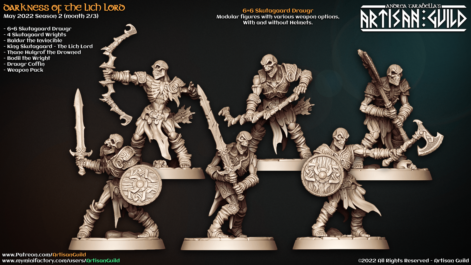 3D Printed Artisan Guild Skutagaard Draugar Darkness of the Lich Lord 28mm 32mm