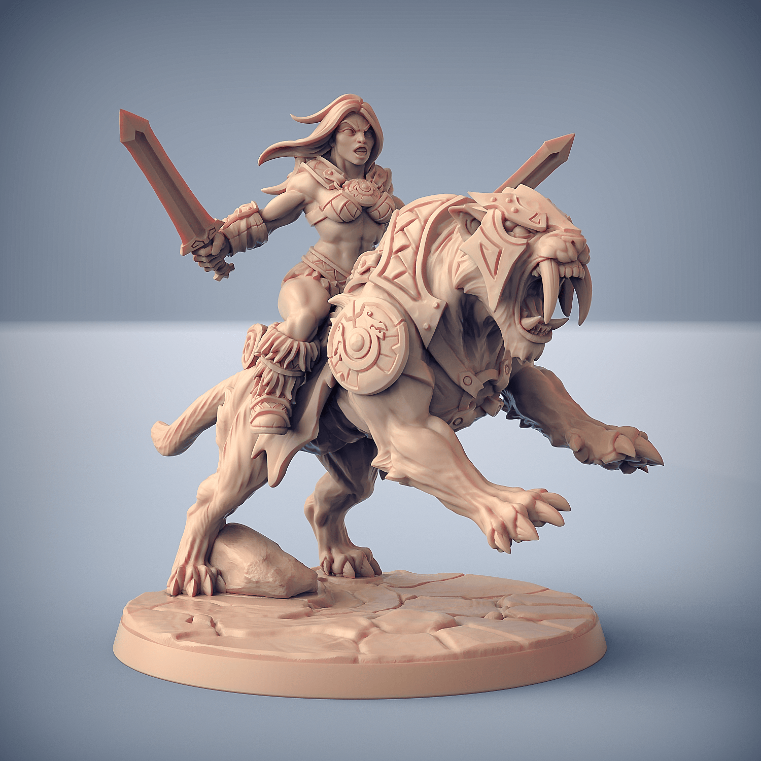 3D Printed Artisan Guild Smilodon Riders Dragonpeak Barbarians 28mm 32mm