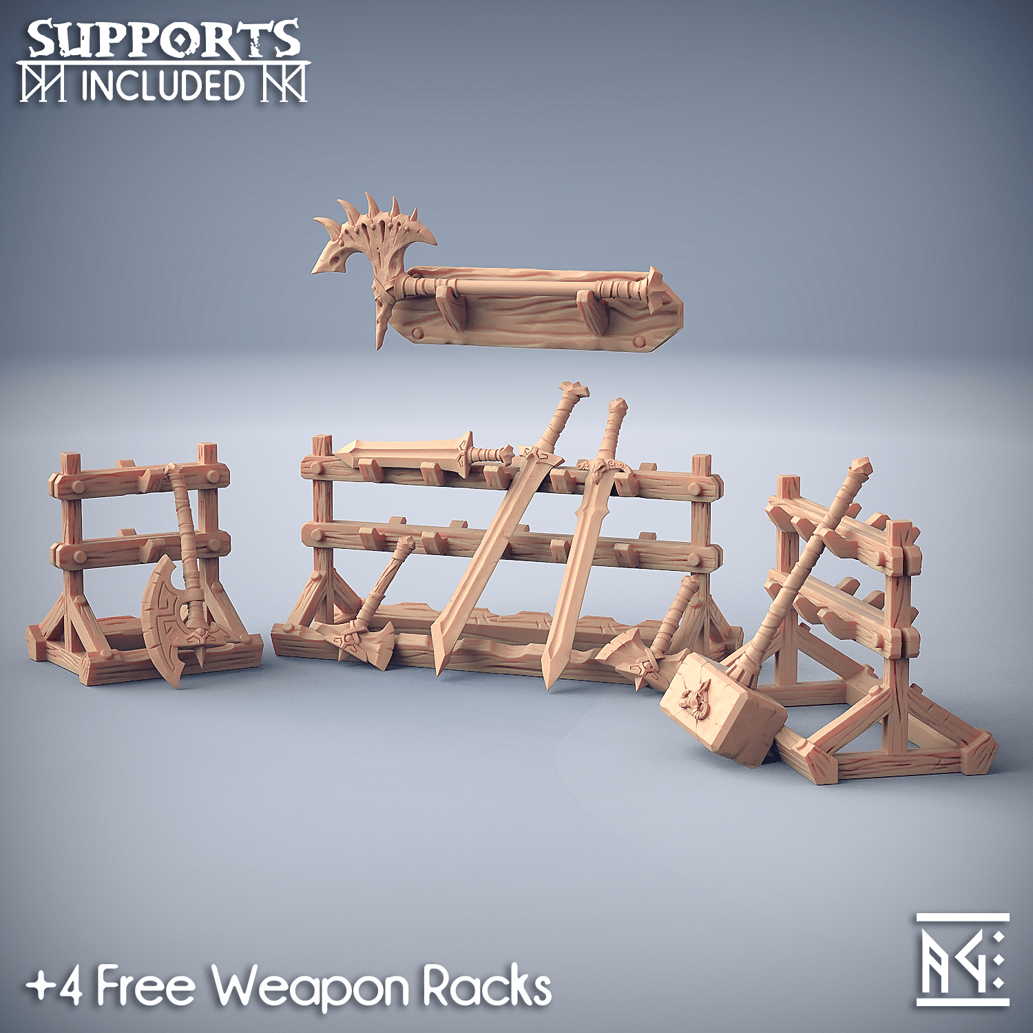 3D Printed Artisan Guild Standalone Barbarian Weapons & Hands Dragonpeak Barbarians 28mm 32mm