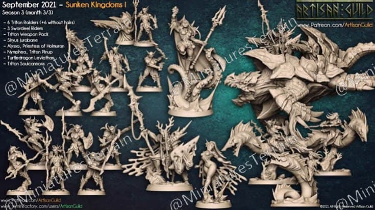 3D Printed Artisan Guild Standalone Weapons & Hands Sunken Kingdom 28mm 32mm