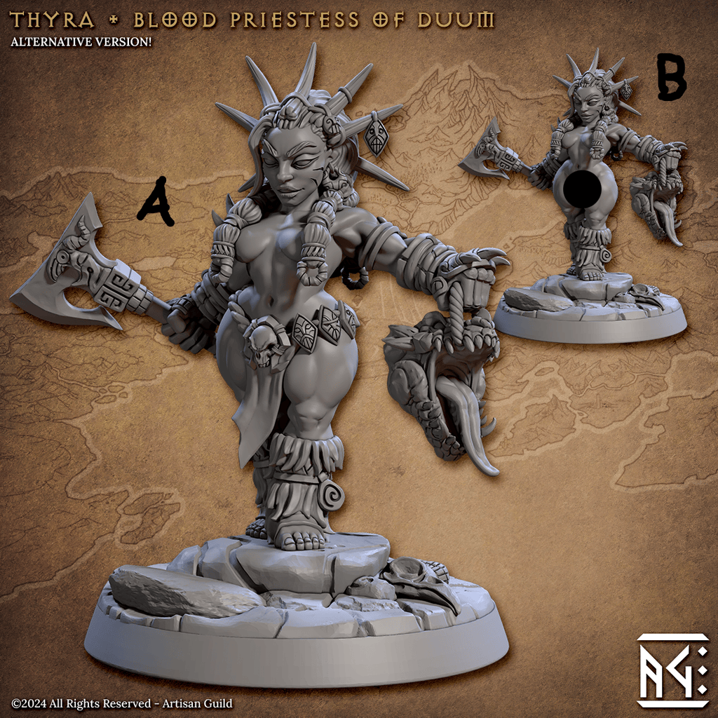 3D Printed Artisan Guild Thyra Blood Priestess of Duum Dwarf Berserkers Set 28mm 32mm