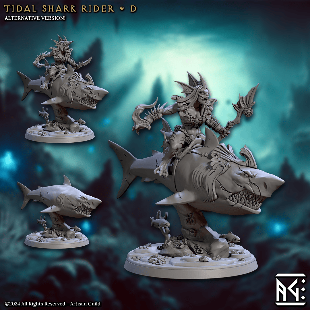 3D Printed Artisan Guild Tidal Sharks Riders Mirmidons of the Death Tide 28mm 32mm