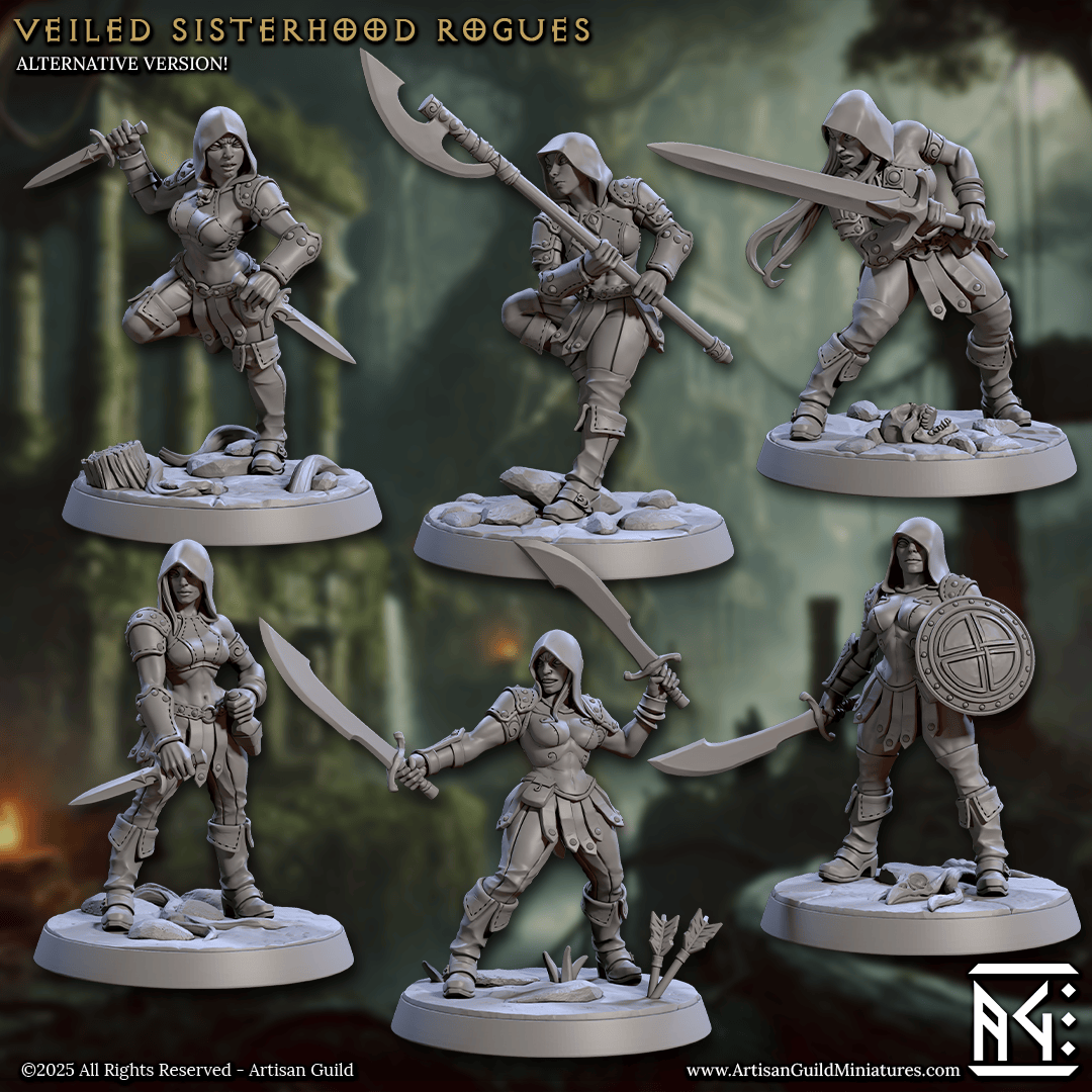 3D Printed Artisan Guild Veiled Sisterhood Rogues Veiled Sisterhood Set 28mm 32mm