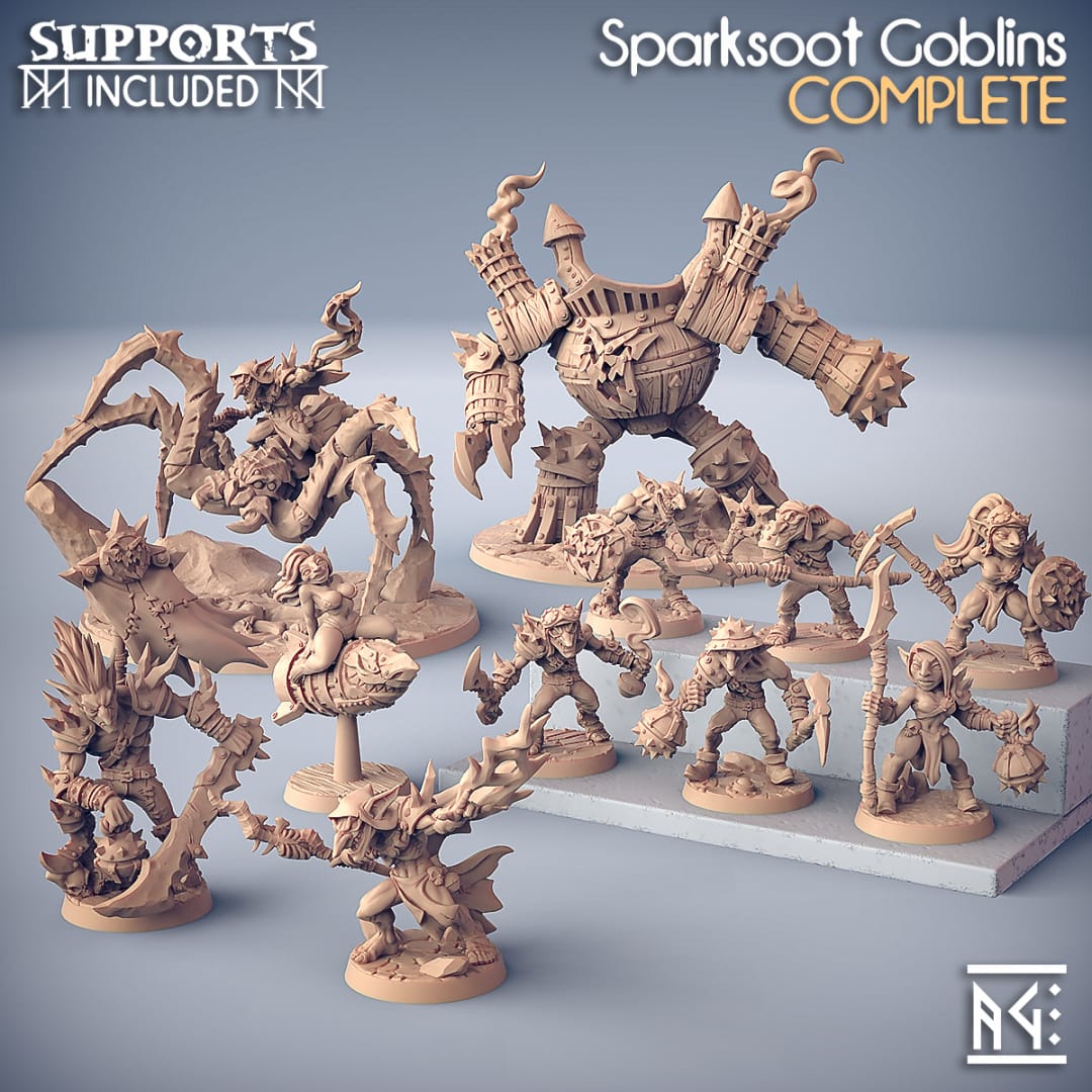 3D Printed Artisan Guild Zipzaap on Dread SkullSpider Sparksoot Goblin Set 28mm 32mm