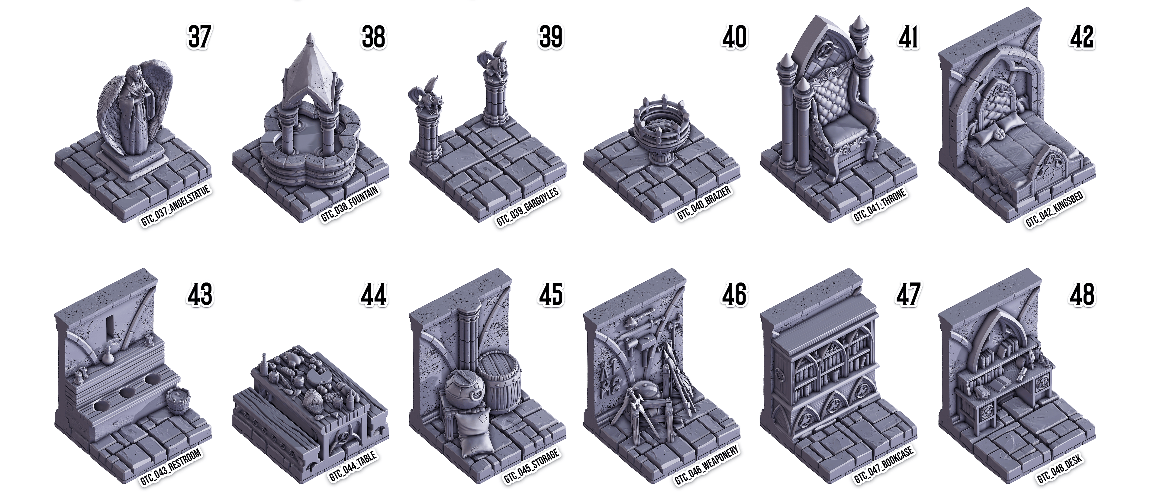 3D Printed Cast n Play Death x Tiles Complete Gothic Set 28mm 32mm D&D
