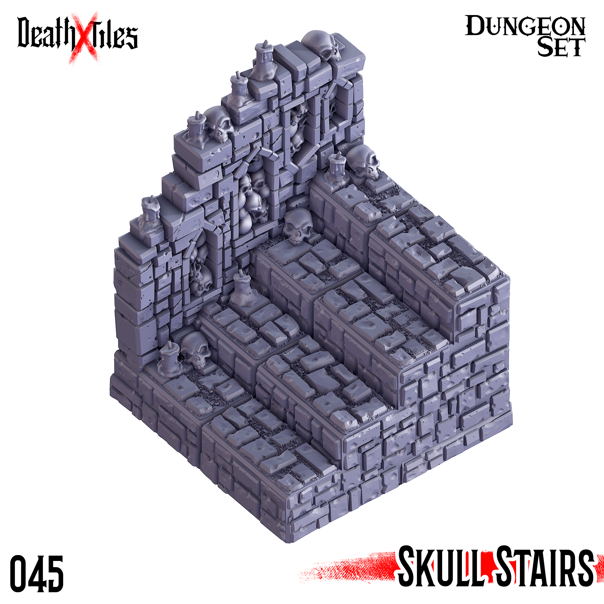 3D Printed Cast n Play Death x Tiles - Stairs Ramp Set 28mm 32mm D&D