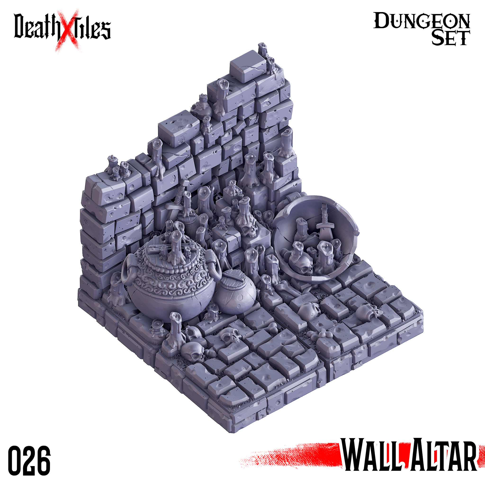 3D Printed Cast n Play Death x Tiles - Straight Walls Set 28mm 32mm D&D