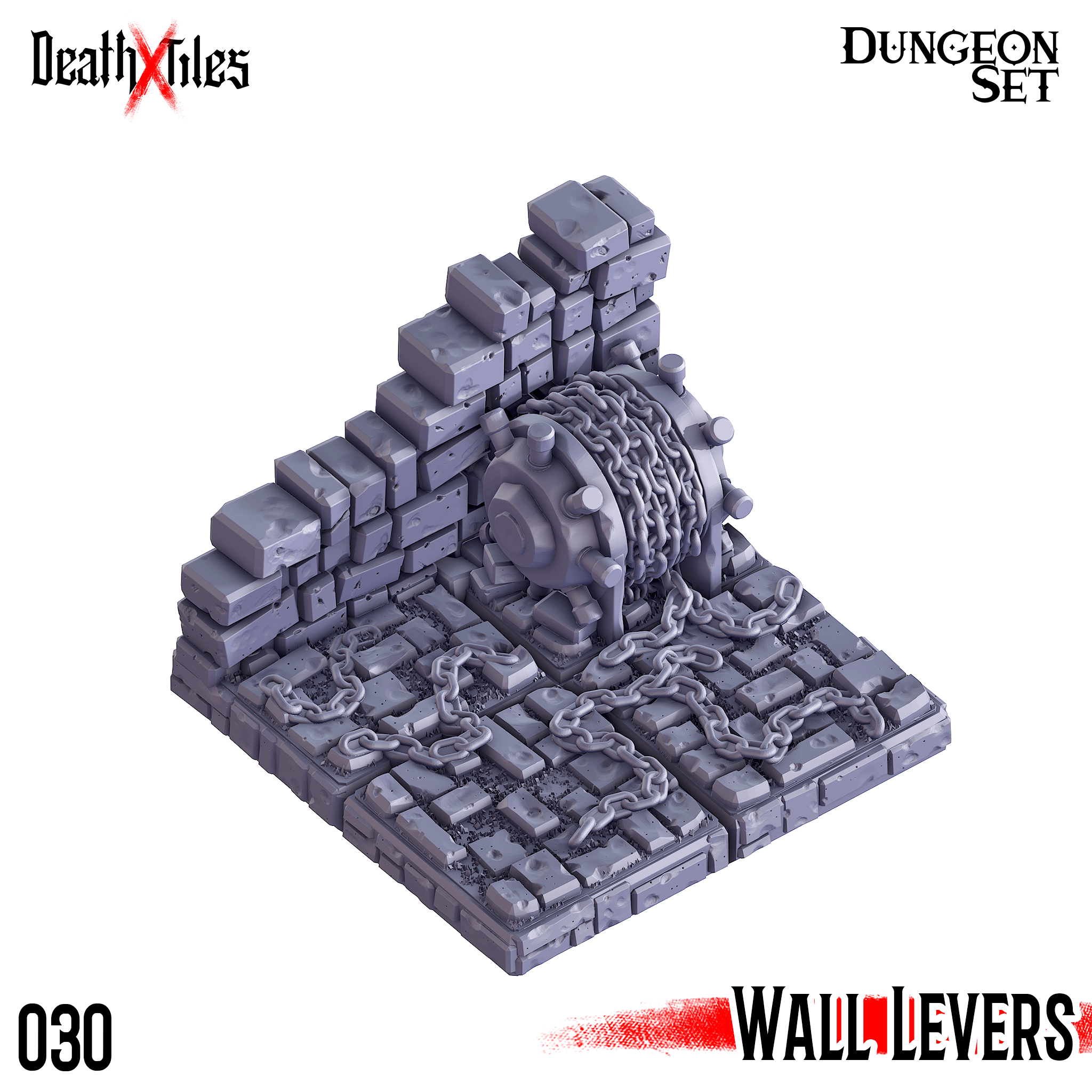 3D Printed Cast n Play Death x Tiles - Straight Walls Set 28mm 32mm D&D