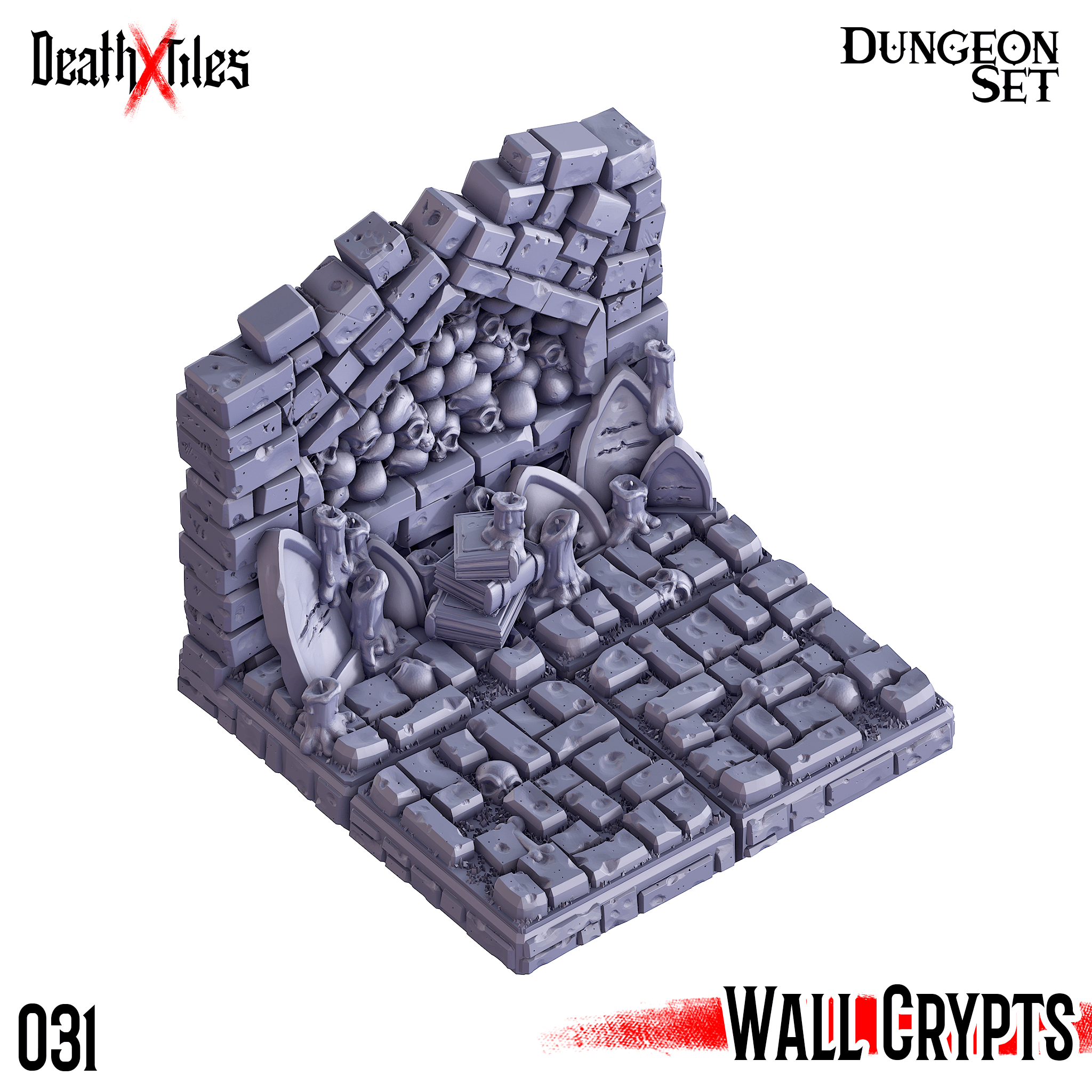 3D Printed Cast n Play Death x Tiles - Straight Walls Set 28mm 32mm D&D
