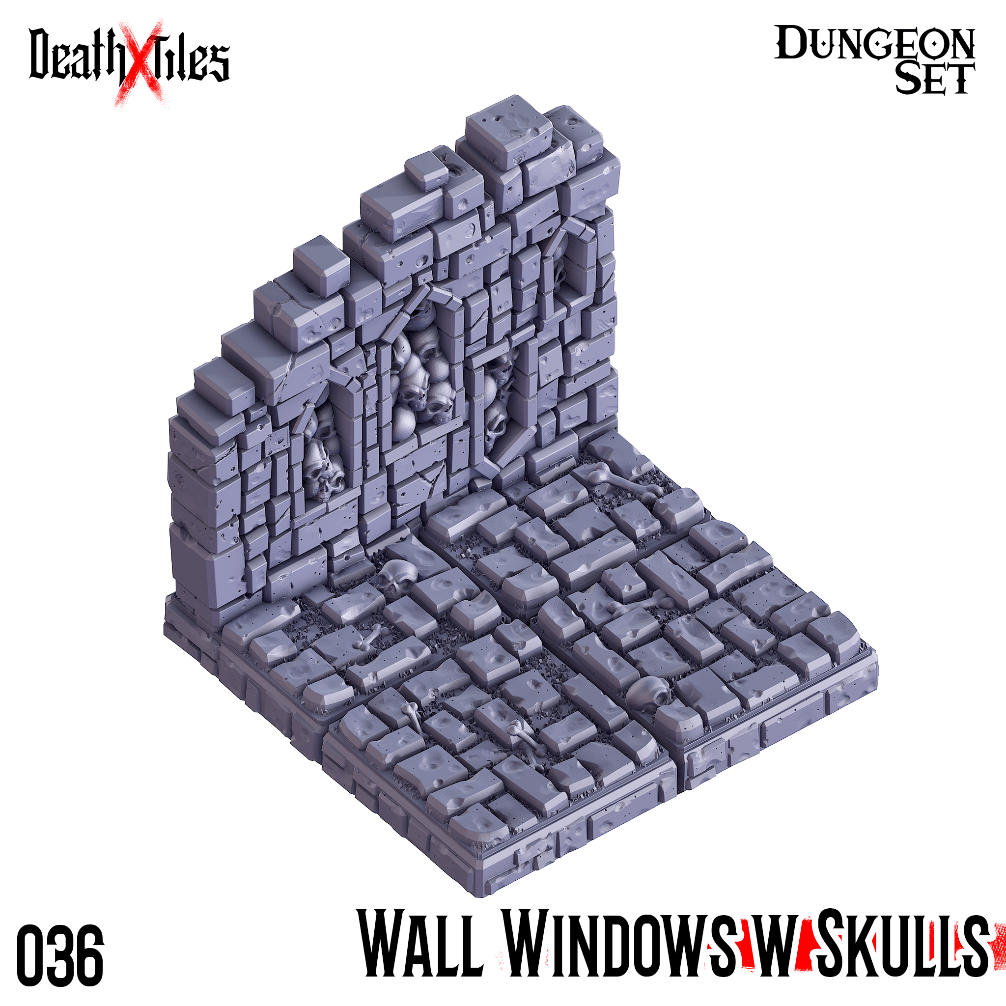 3D Printed Cast n Play Death x Tiles - Straight Walls Set 28mm 32mm D&D