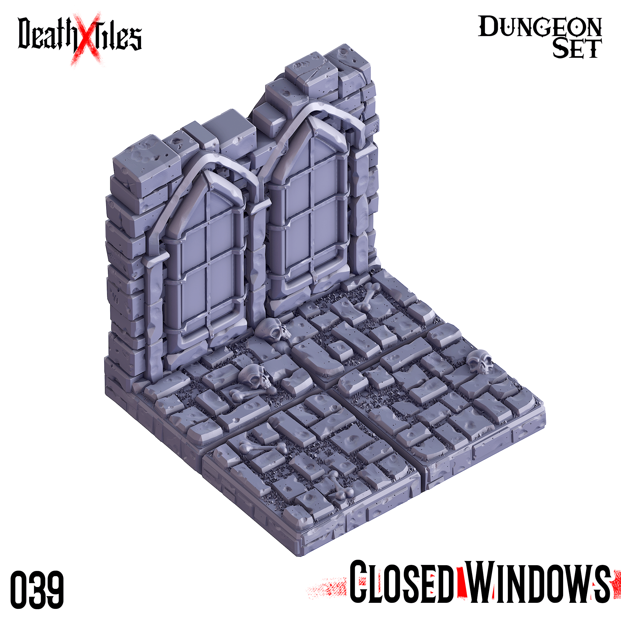 3D Printed Cast n Play Death x Tiles - Straight Walls Set 28mm 32mm D&D