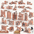 3D Printed Cast n Play Modular Walls Pirates Harbor Set 28mm 32mm D&D
