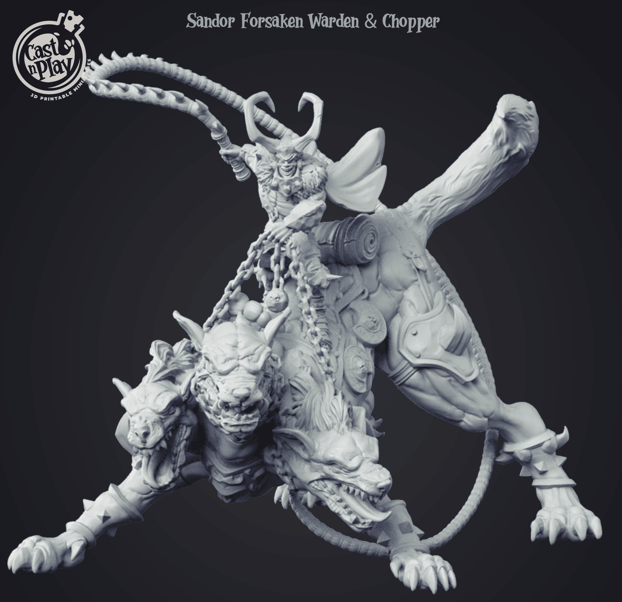 3D Printed Cast n Play - Sandor Forsaken Warden & Chopper 28mm 32mm D&D