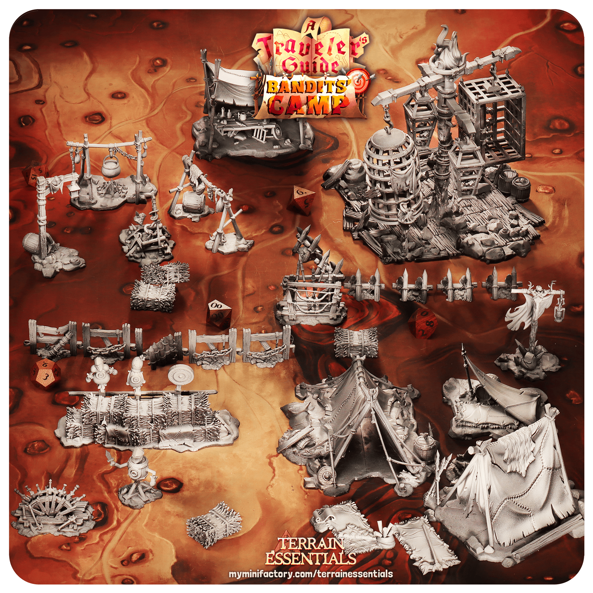 3D Printed Cast n Play Shooting Area Bandits Camp Terrain Set 28mm 32mm D&D