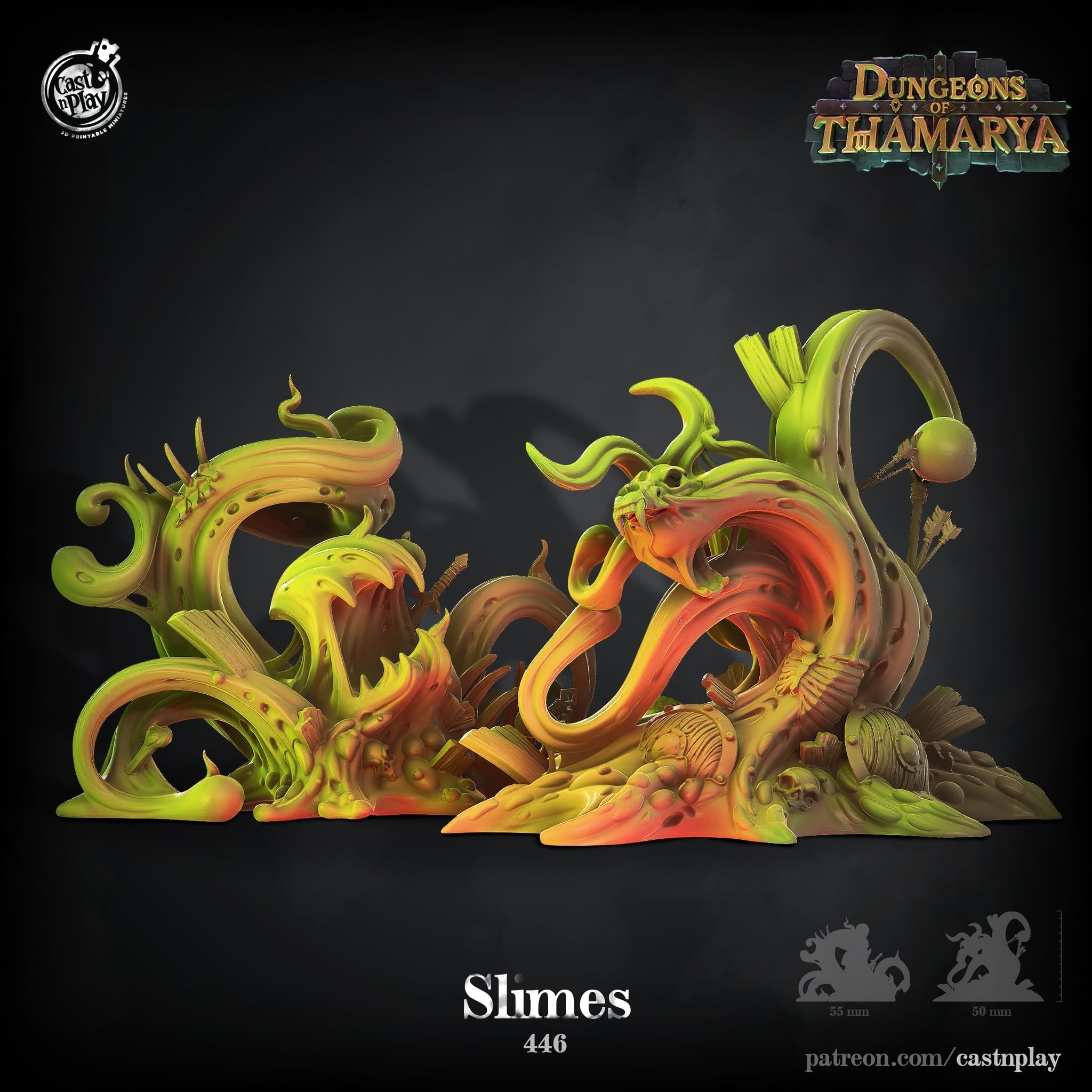 3D Printed Cast n Play Slimes Dungeons of Thamarya Set 28mm 32mm D&D