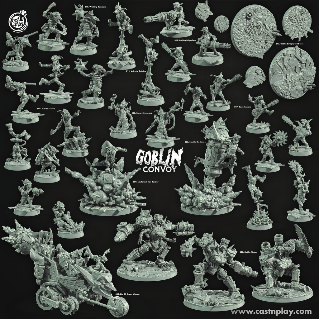 3D Printed Cast n Play Splatter Rocketeer The Goblin Convoy 28mm 32mm D&D