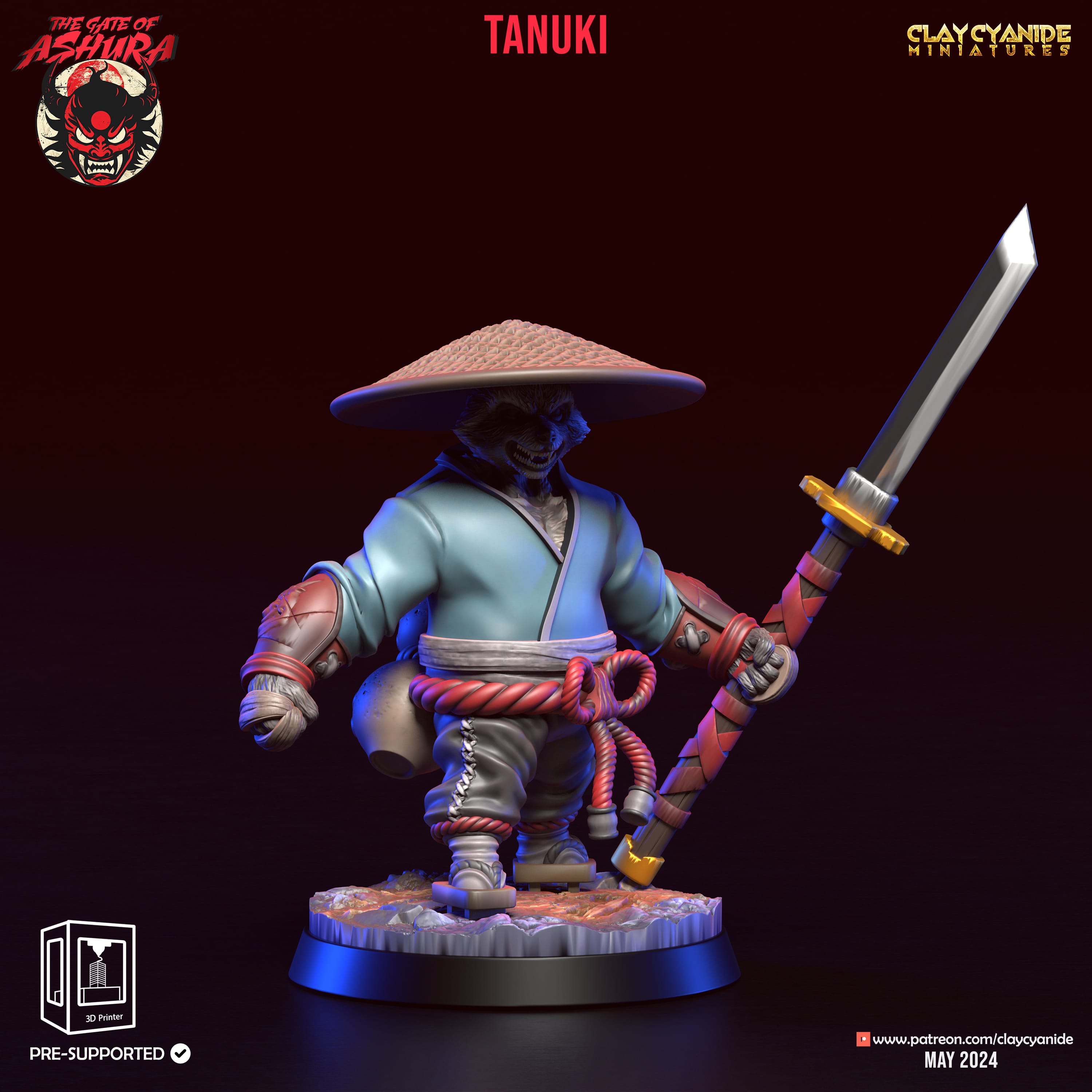 3D Printed Clay Cyanide Tanuki Set The Gate of Ashura 28 32 mm D&D