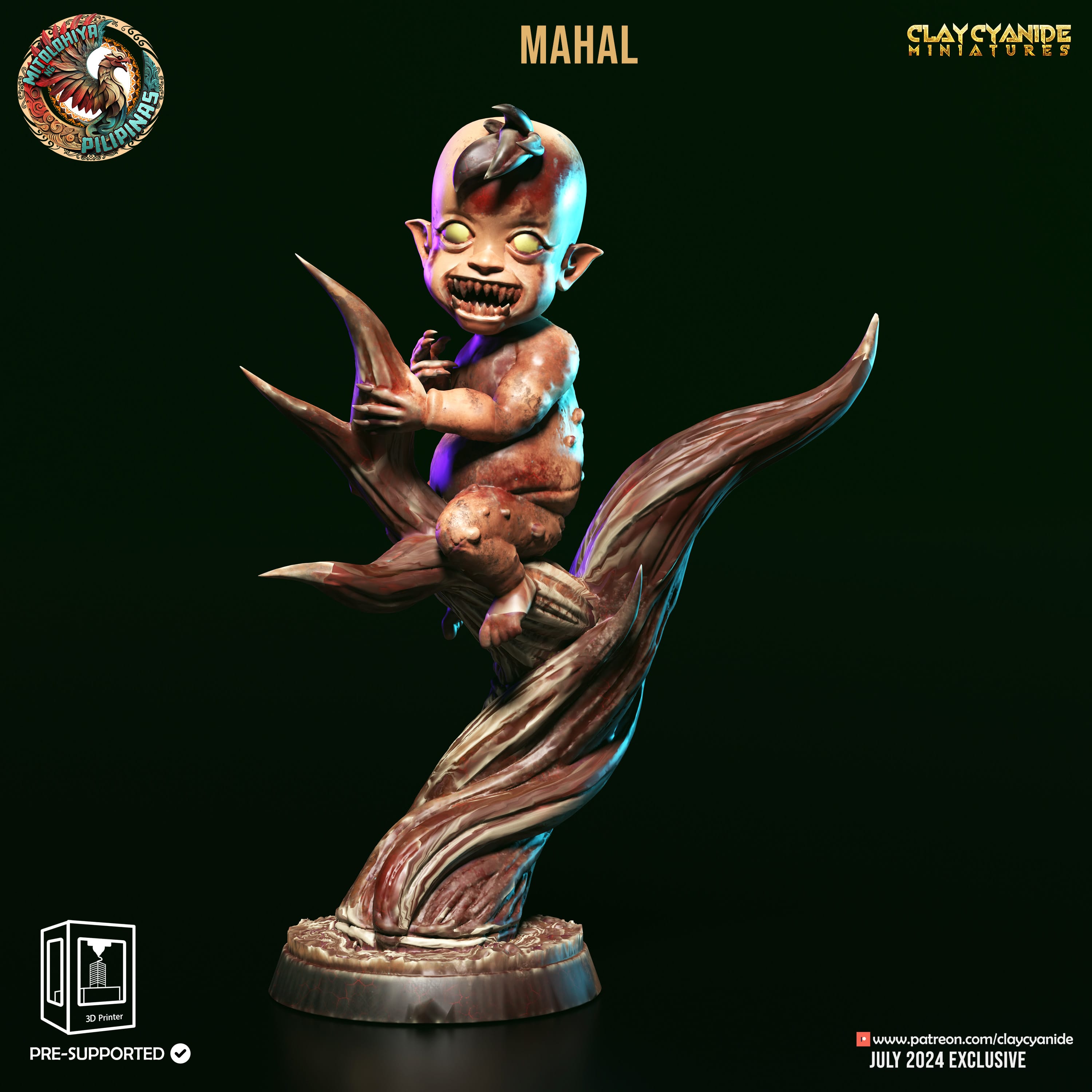 3D Printed Clay Cyanide Tiyanak Philippine Mythology 28 32 mm D&D