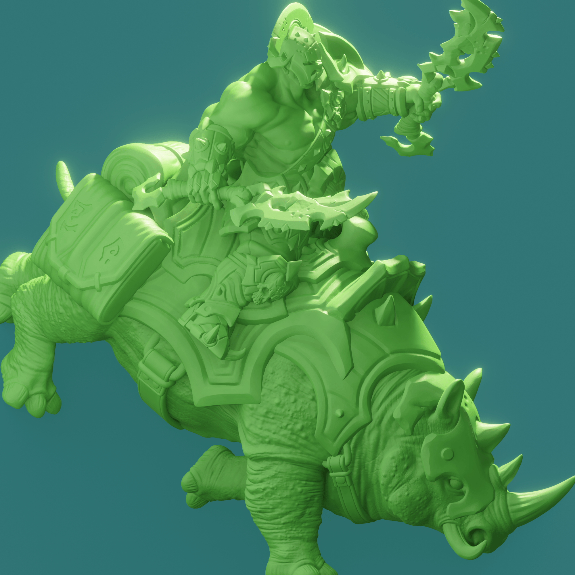 3D Printed Nafarrate Orcs Army Ankylosaurus Rider Orc Set 28 32 mm D&D
