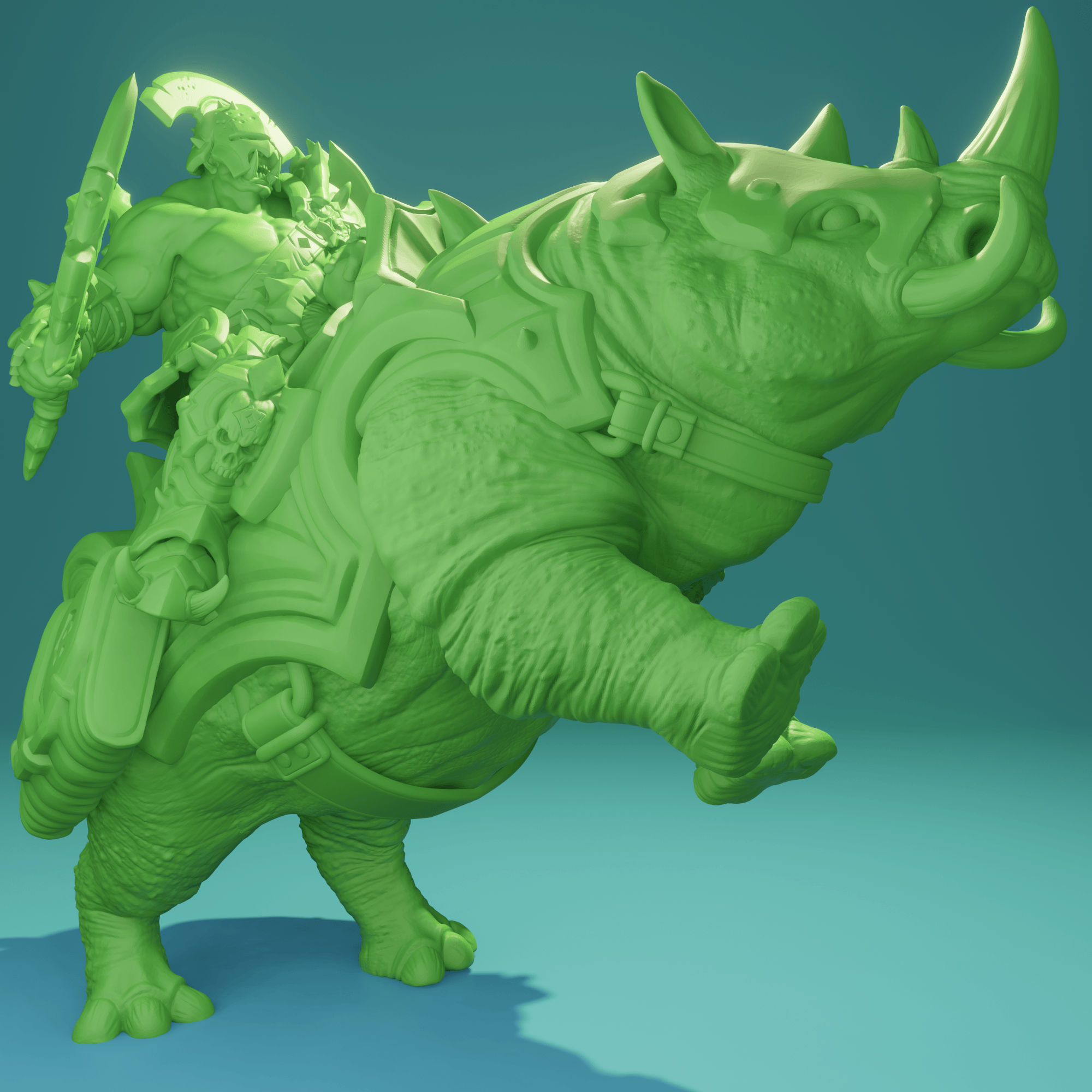 3D Printed Nafarrate Orcs Army Ankylosaurus Rider Orc Set 28 32 mm D&D