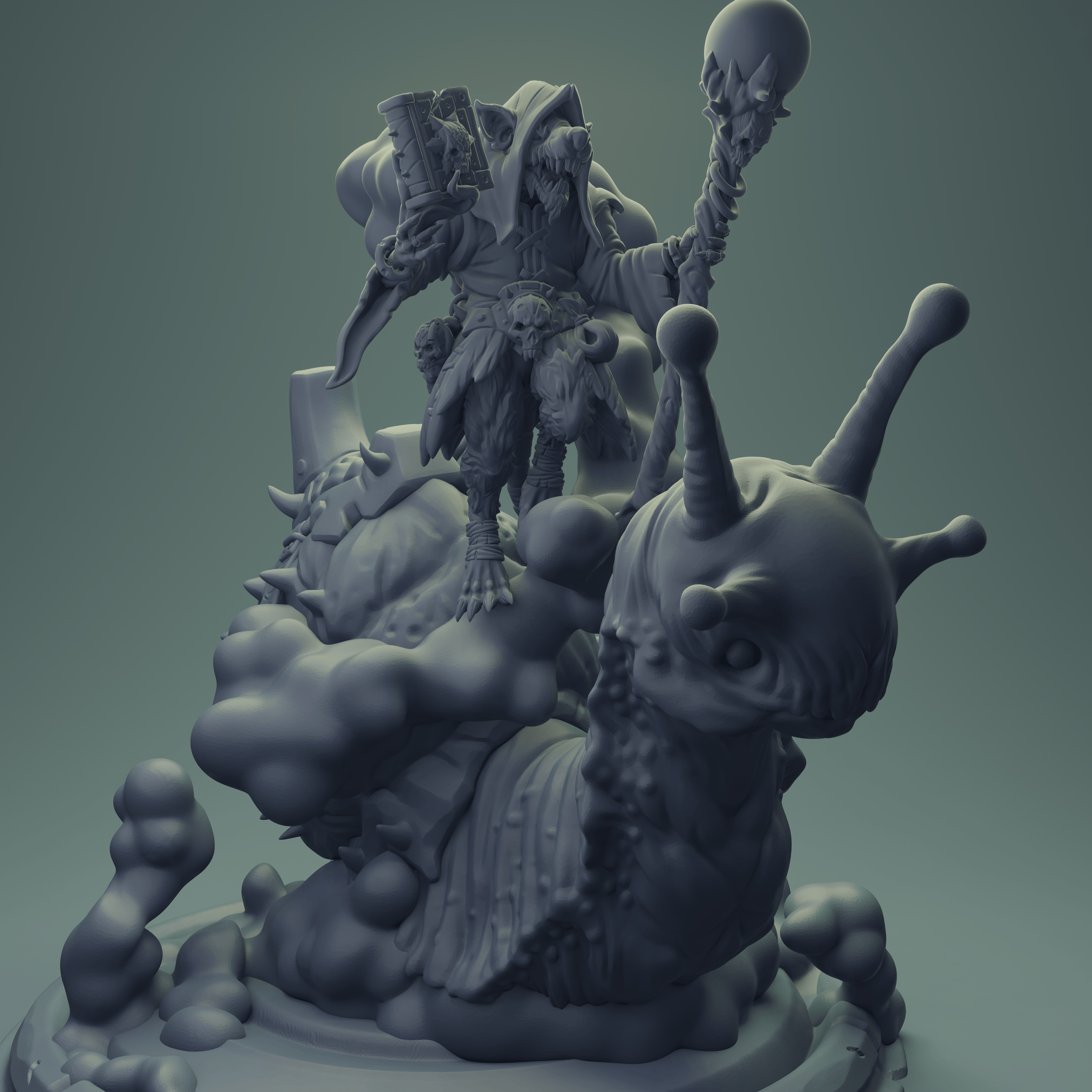 3D Printed Nafarrate Rats Army Rat Riding Snail Set 28mm 32mm D&D
