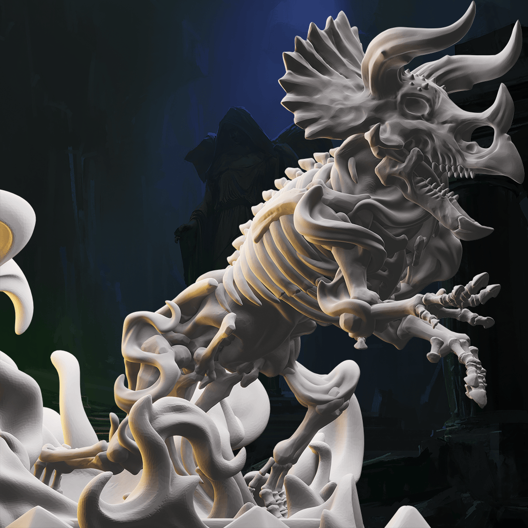 3D Printed Nafarrate Skeletons Army Skeletal Triceratops Set 28mm 32mm D&D