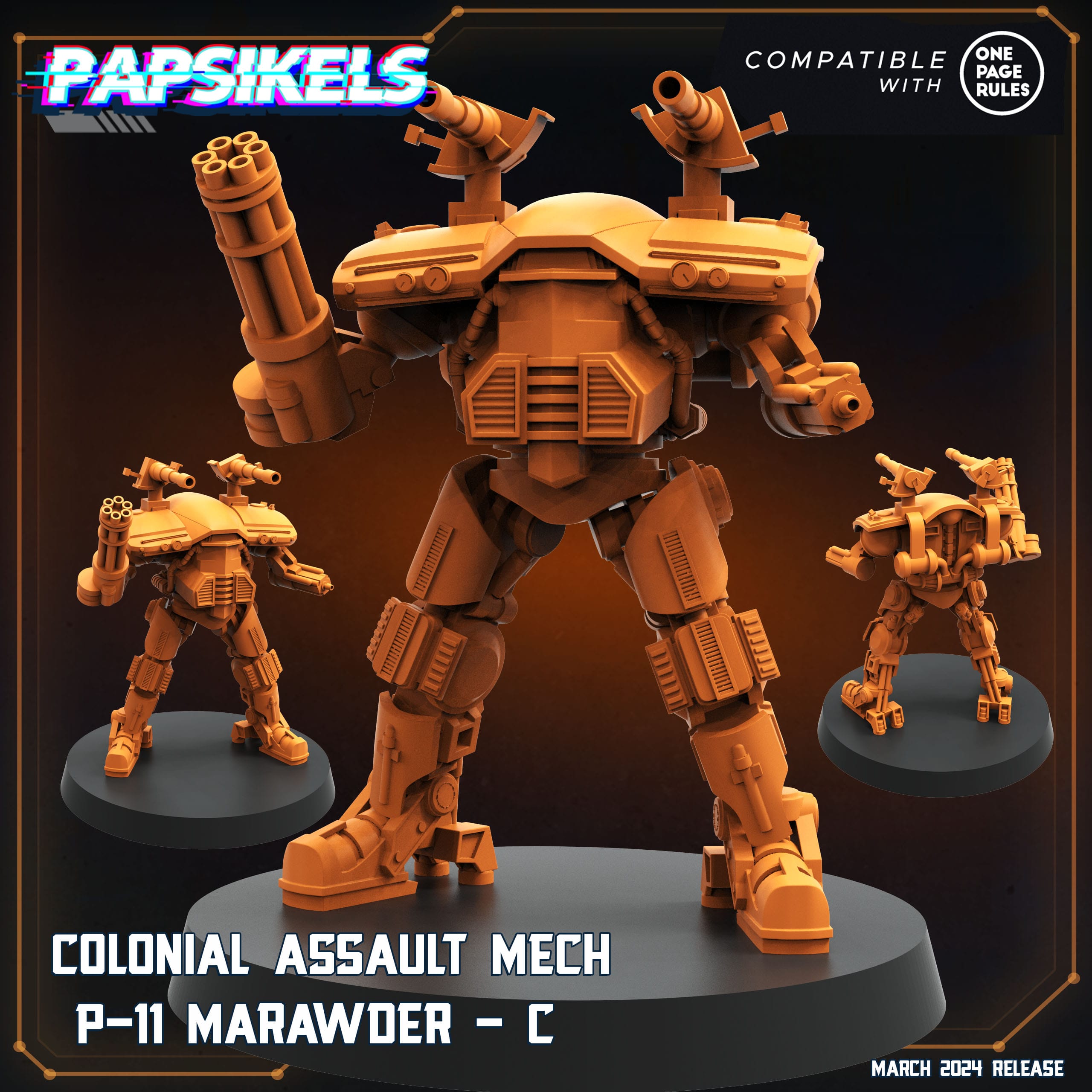 3D Printed Papsikels Colonial Assault Mech P11 Set 28mm 32mm