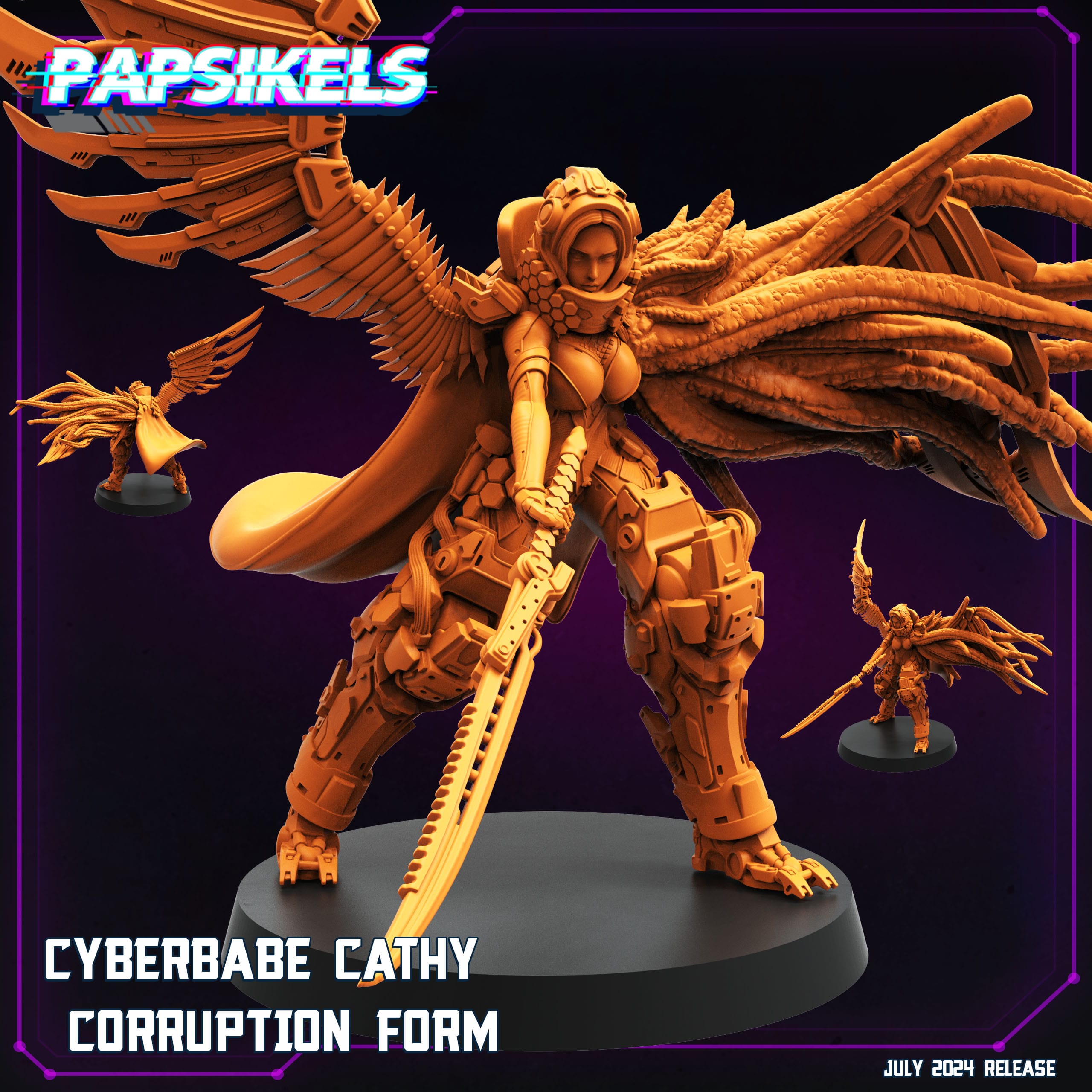 3D Printed Papsikels Cyberbabe Cathy Set July 2024 Cyberpunk 28mm 32mm
