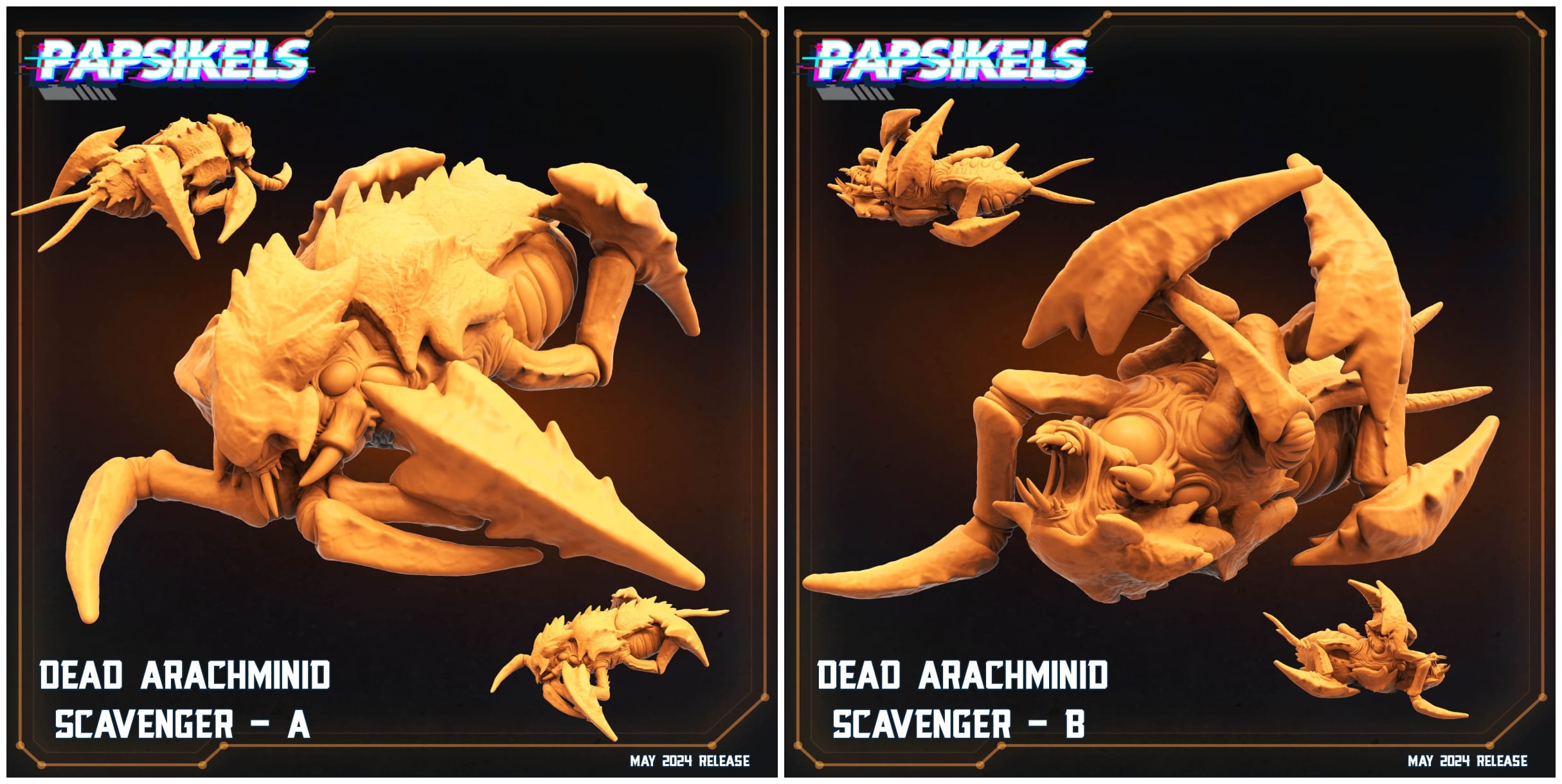 3D Printed Papsikels Dead Arachminid Scavenger Set Democracy Troopers Bugs and Bots 28mm 32mm