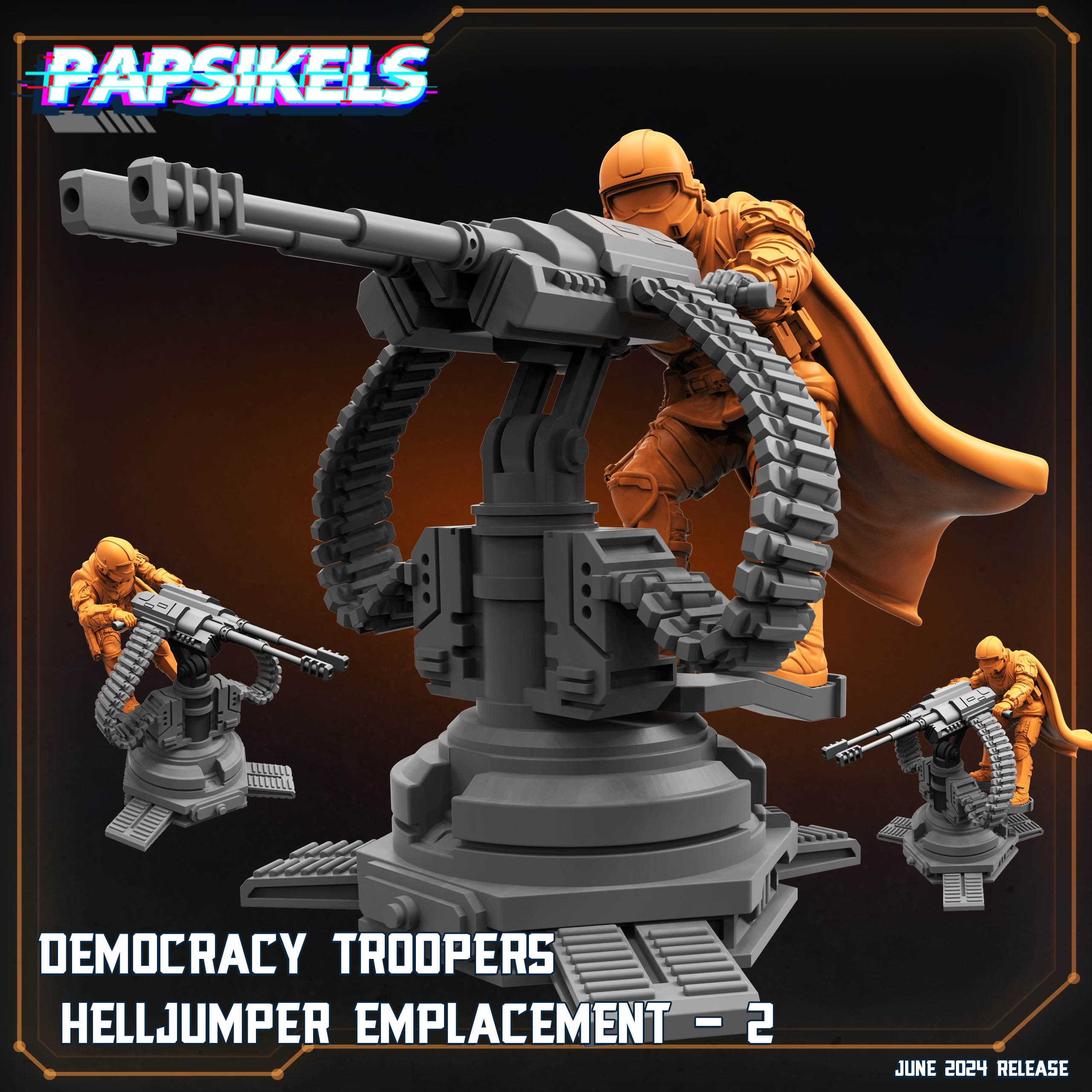 3D Printed Papsikels Democracy Troopers Helljumper Emplacement Set JUNE 2024 SCIFI 28mm 32mm