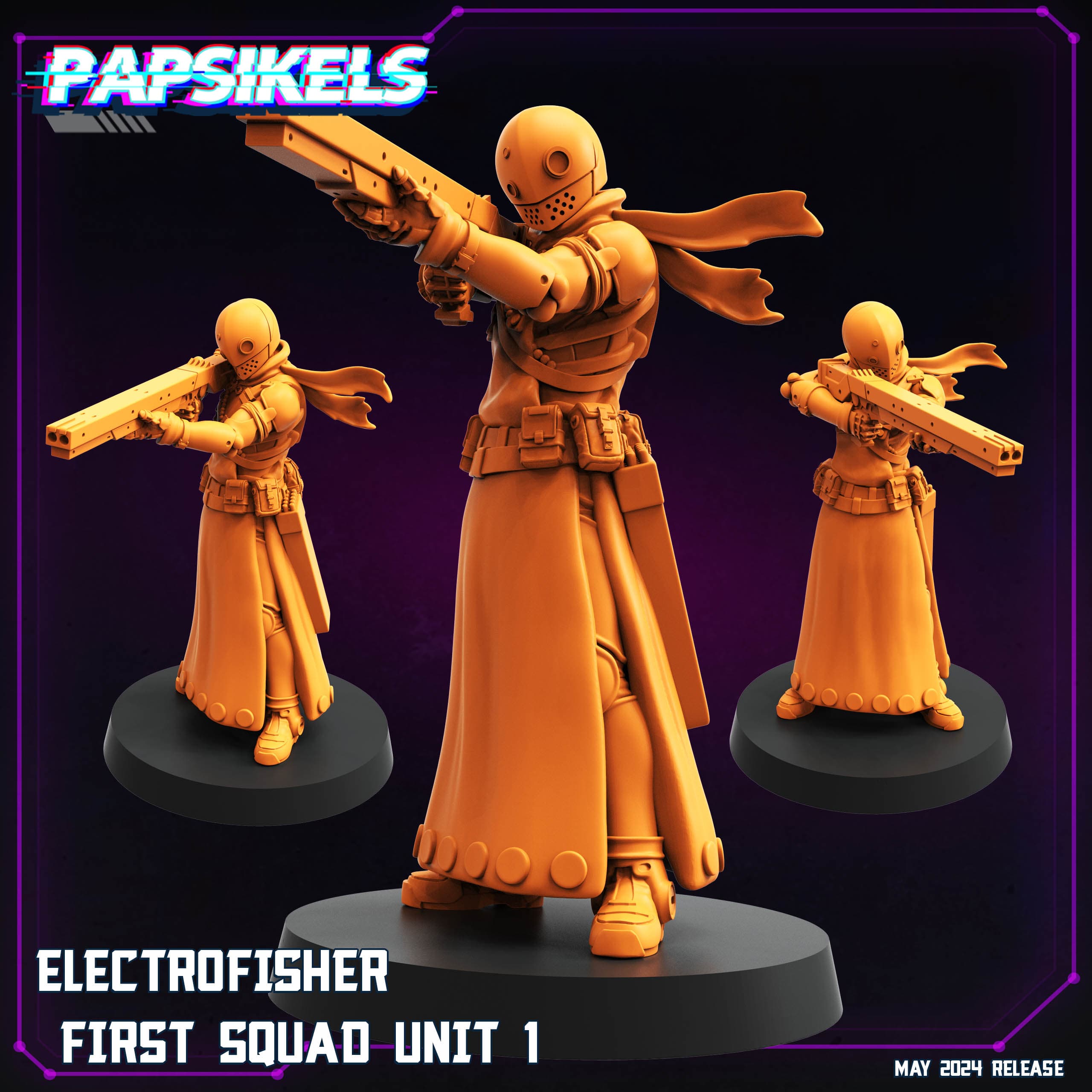 3D Printed Papsikels Electrofisher First Squad Set May 2024 Cyberpunk 28mm 32mm