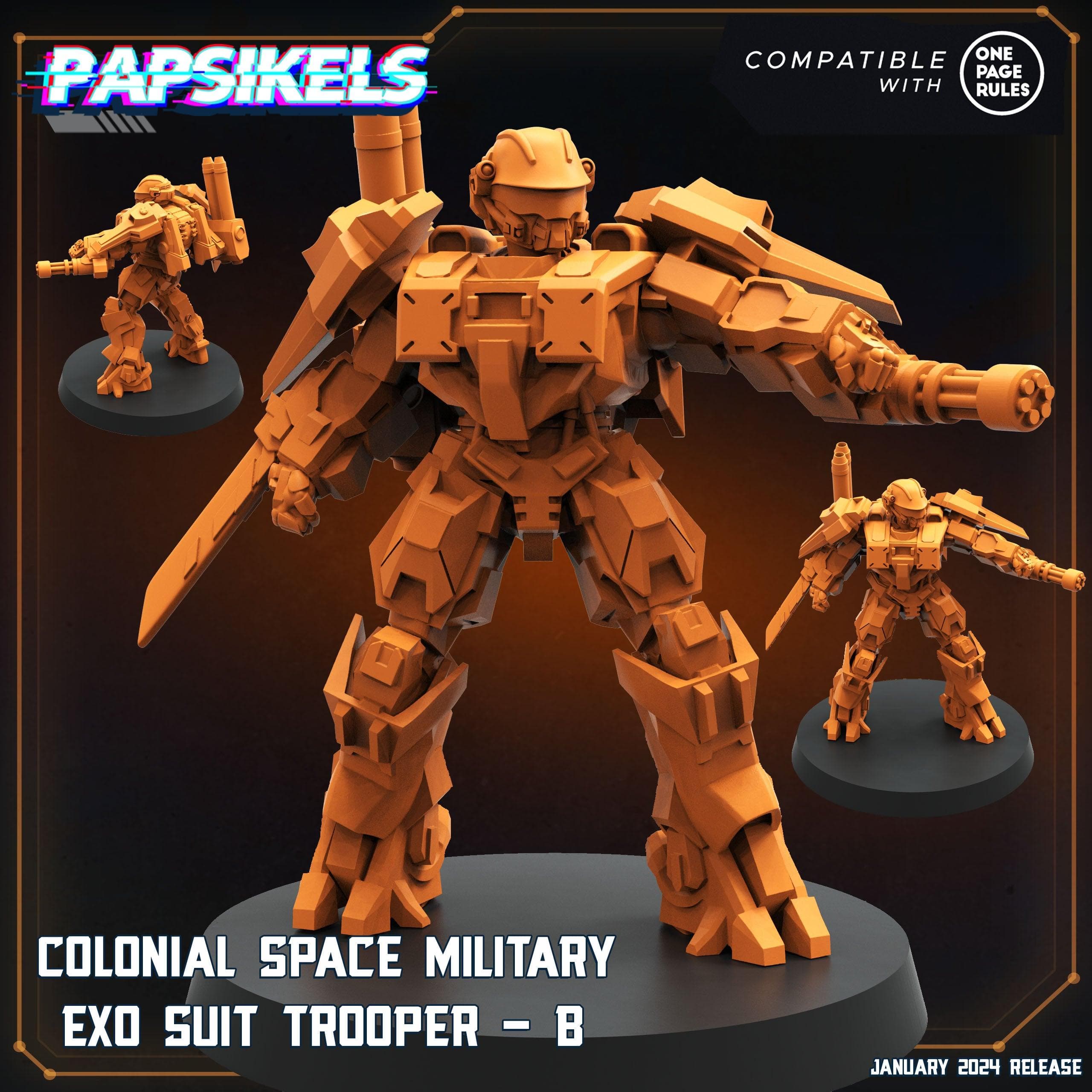 3D Printed Papsikels Human Offence Force Mech Troopers Set Dropship Troopers 28mm 32mm