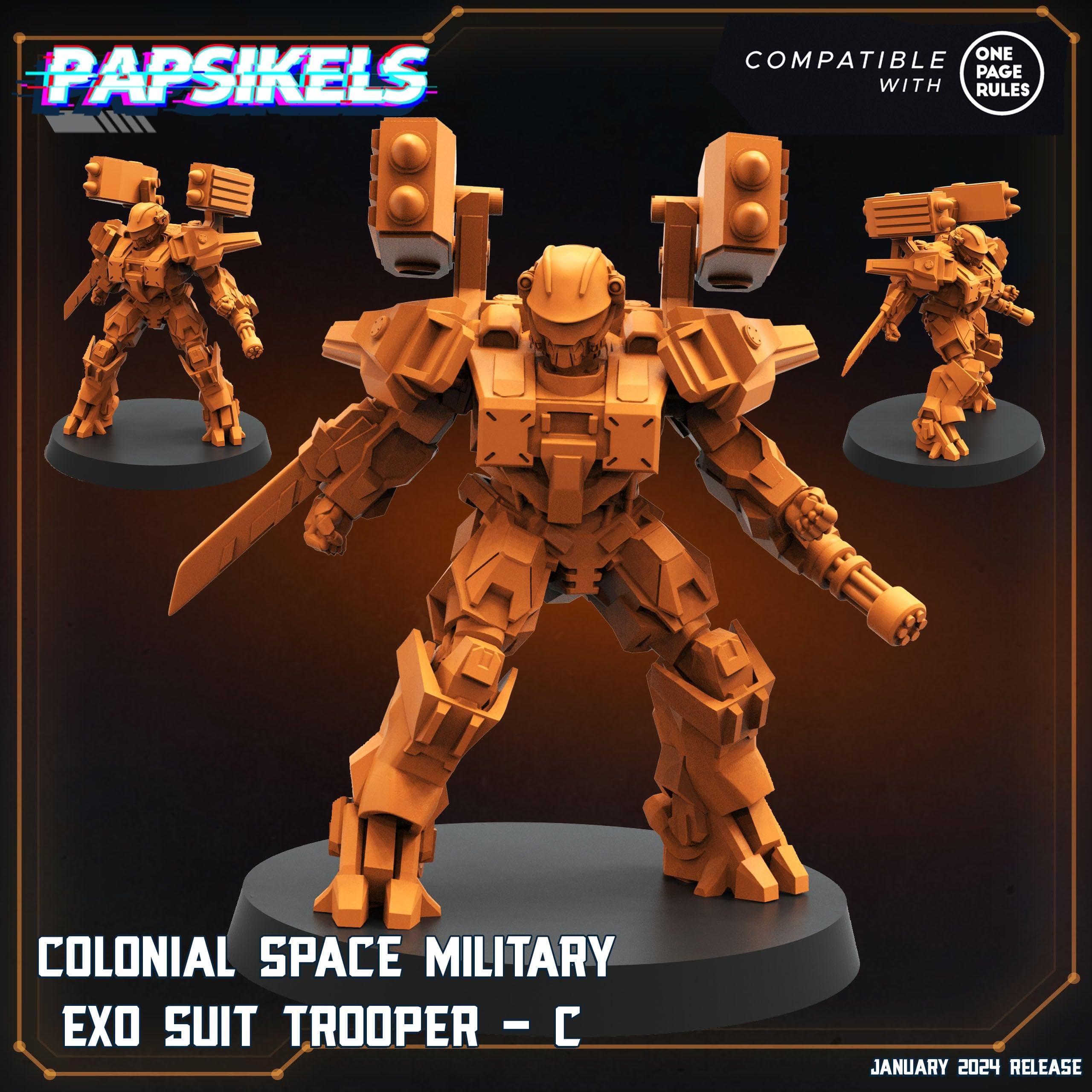 3D Printed Papsikels Human Offence Force Mech Troopers Set Dropship Troopers 28mm 32mm