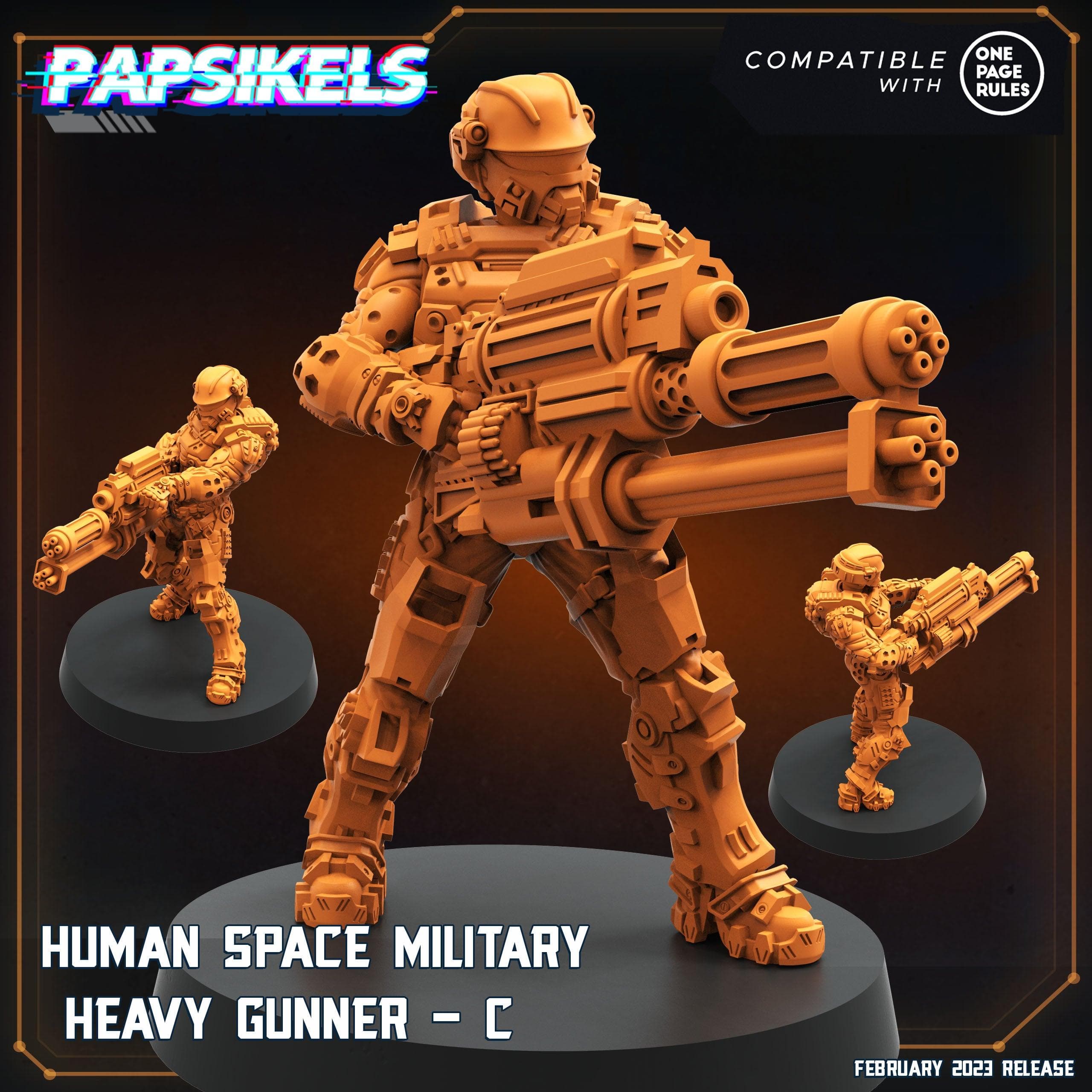 3D Printed Papsikels Human Space Military Heavy Gunners Set 28mm 32mm