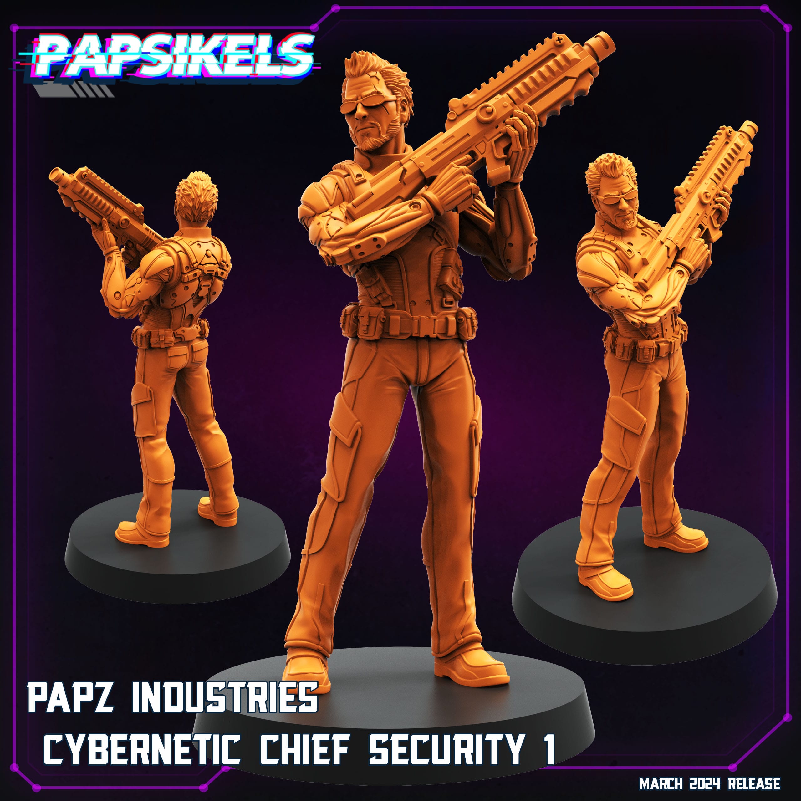 3D Printed Papsikels Papz Industries Cybernetic Chief Security Set 28mm 32mm