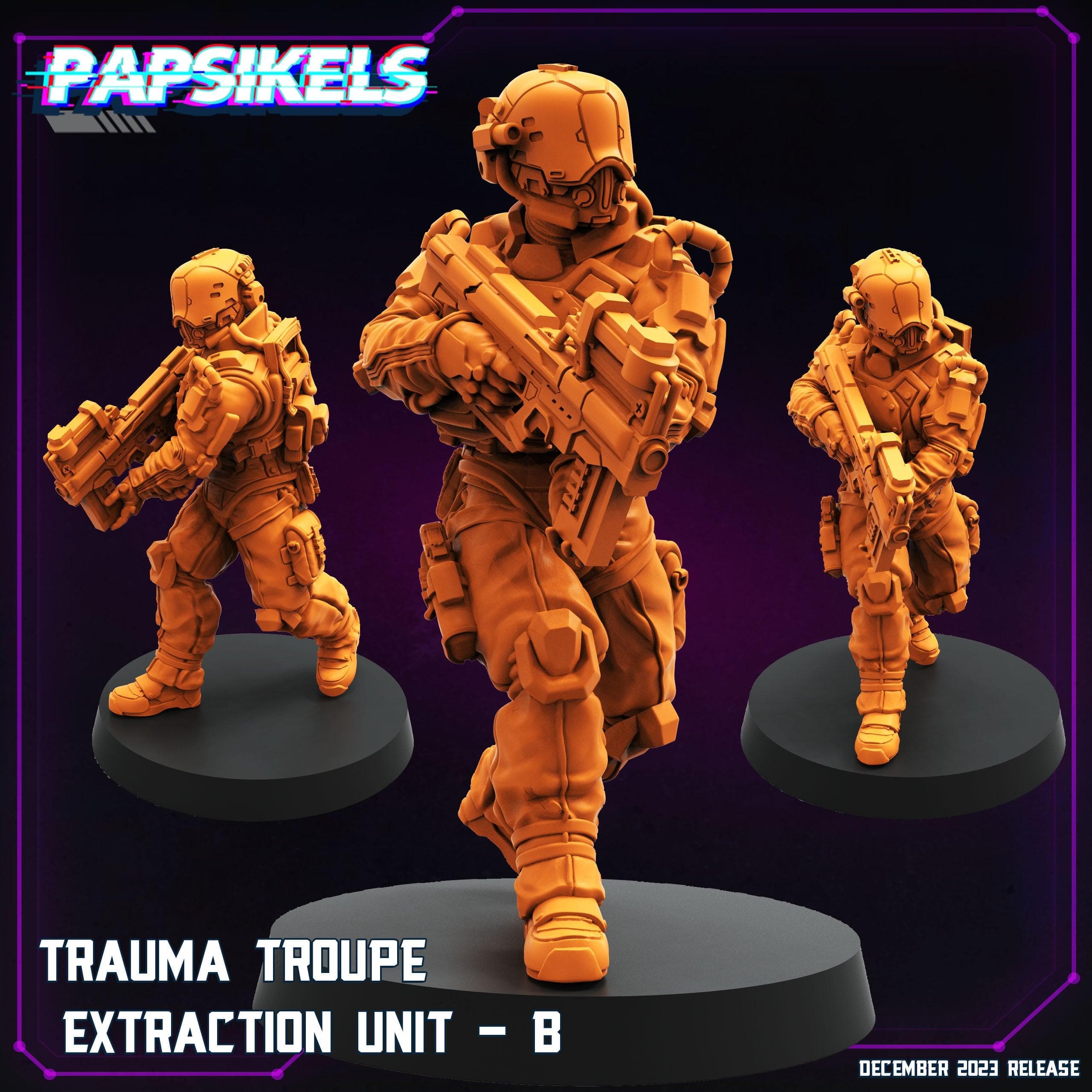 3D Printed Papsikels Trauma Troupe Extraction Unit Set January 2024 Cyberpunk 28mm 32mm