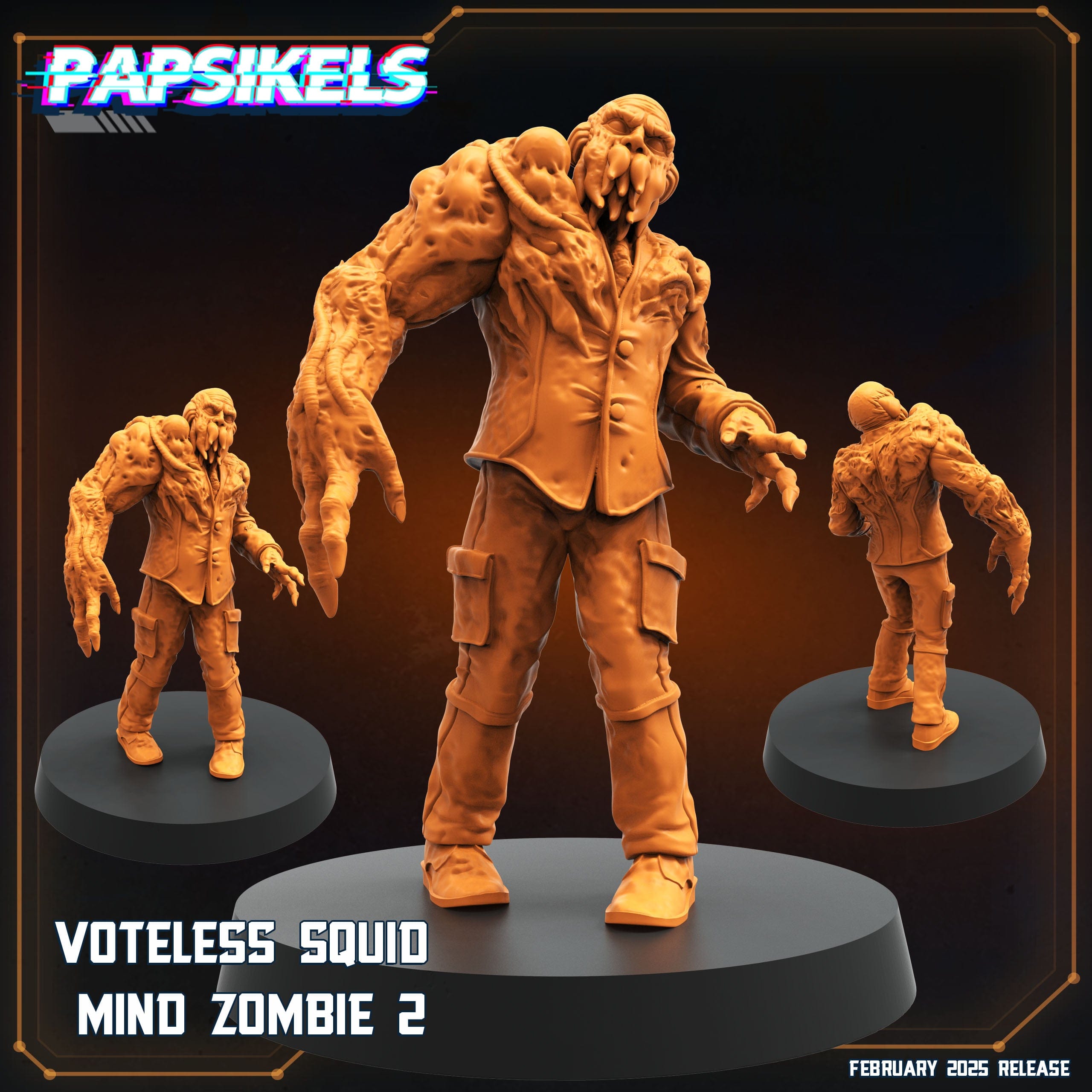 3D Printed Papsikels Voteless Squid Mind Zombie Set February 2025 Scifi 28mm 32mm
