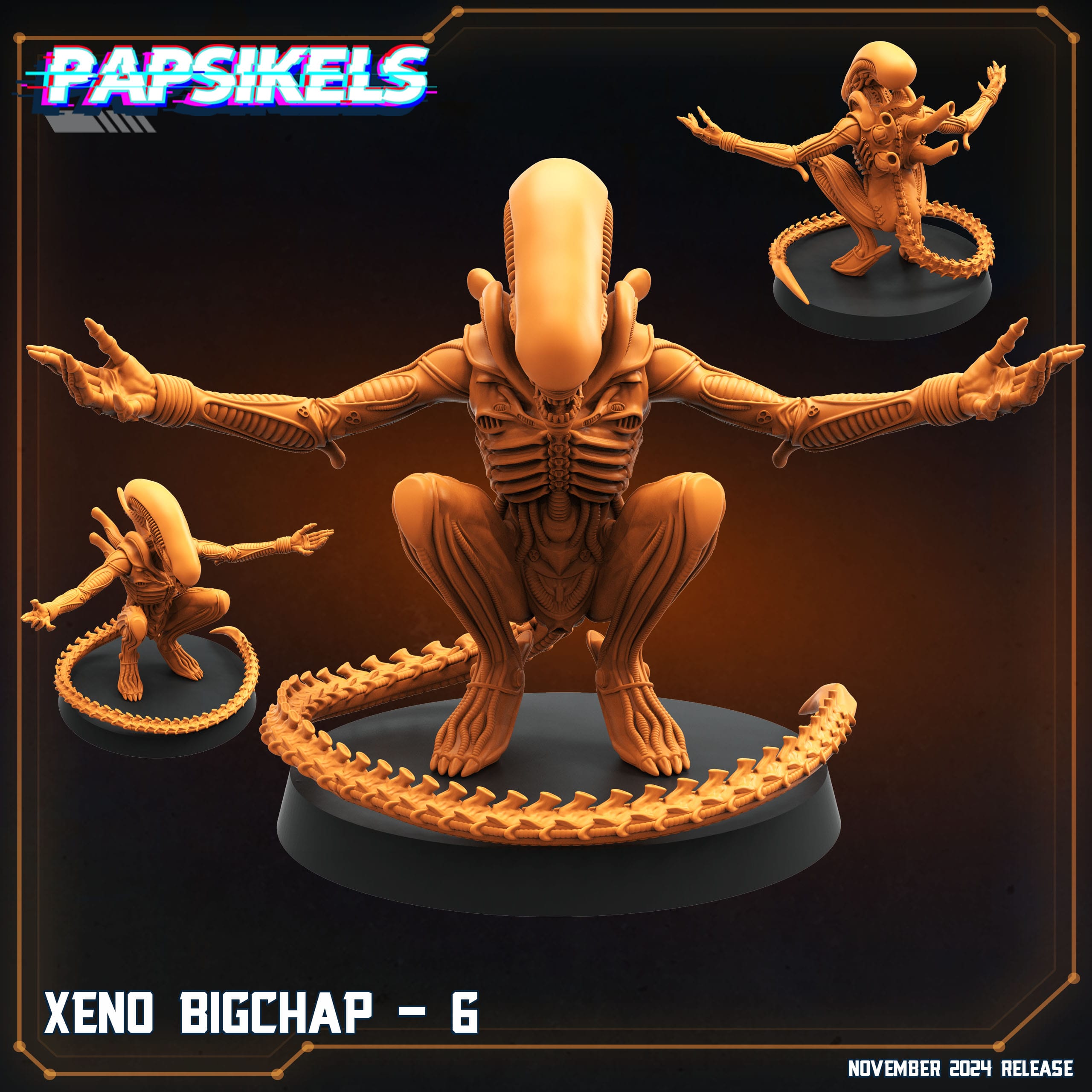 3D Printed Papsikels Xeno Bigchap Nov 2024 Scifi 28mm 32mm