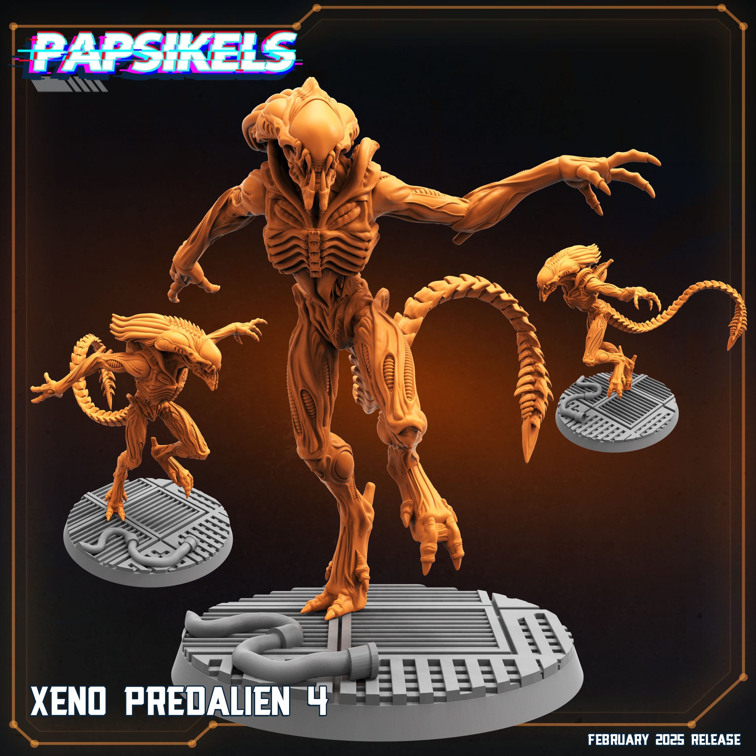 3D Printed Papsikels Xeno Predalien February 2025 Scifi 28mm 32mm