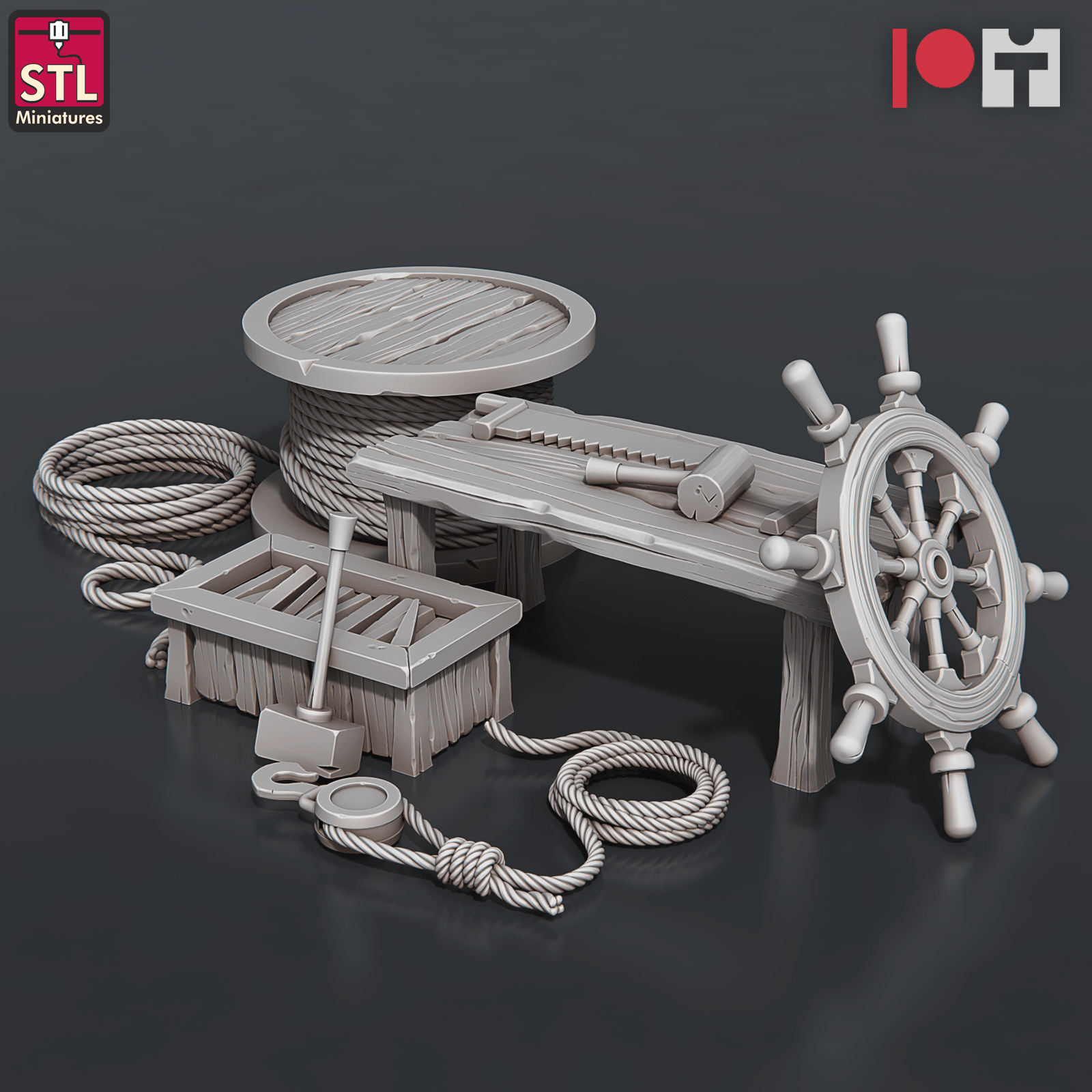 3D Printed STL Miniatures Airship Crew Set 28 - 32mm War Gaming D&D