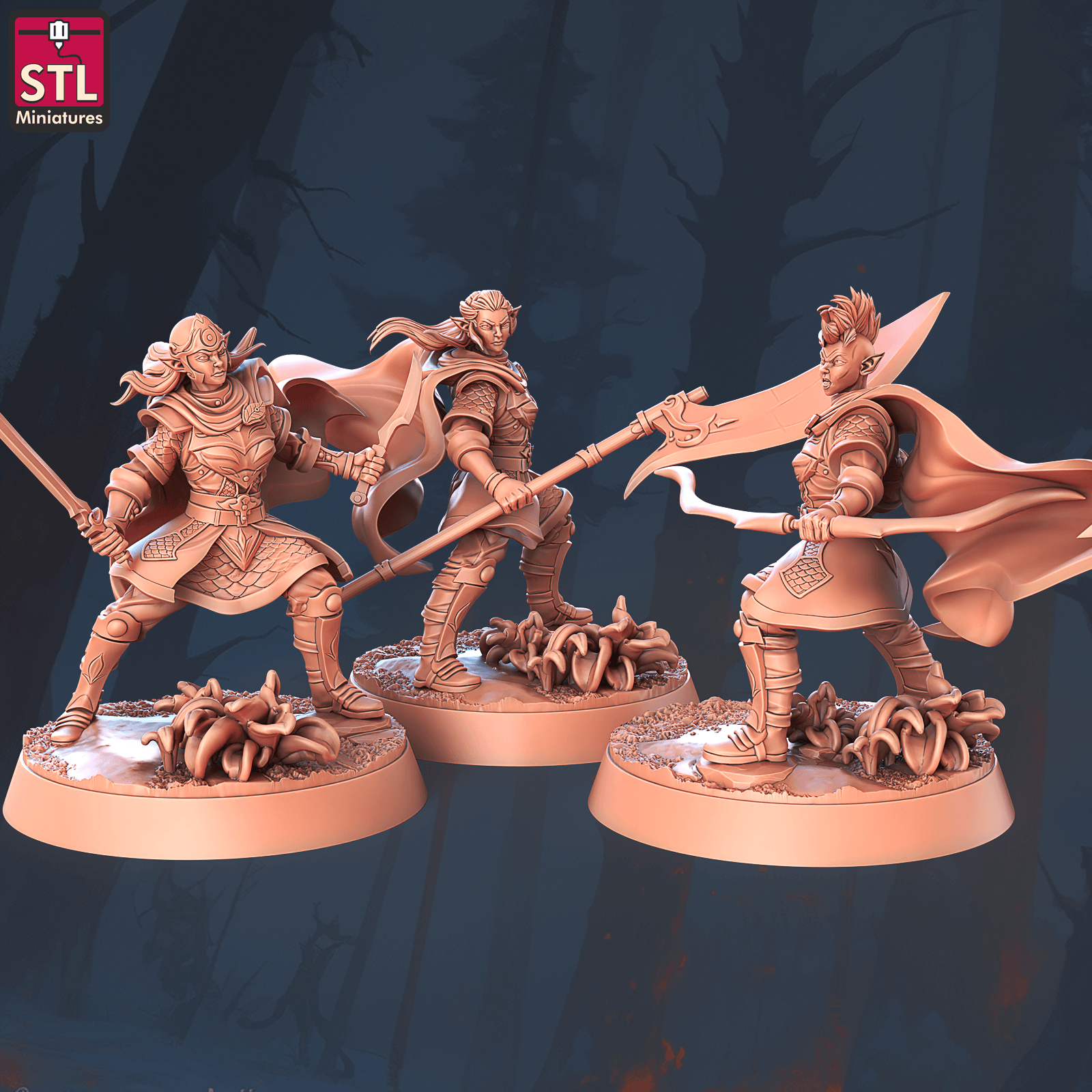 3D Printed STL Miniatures Elf Camp Set 28 - 32mm War Gaming D&D