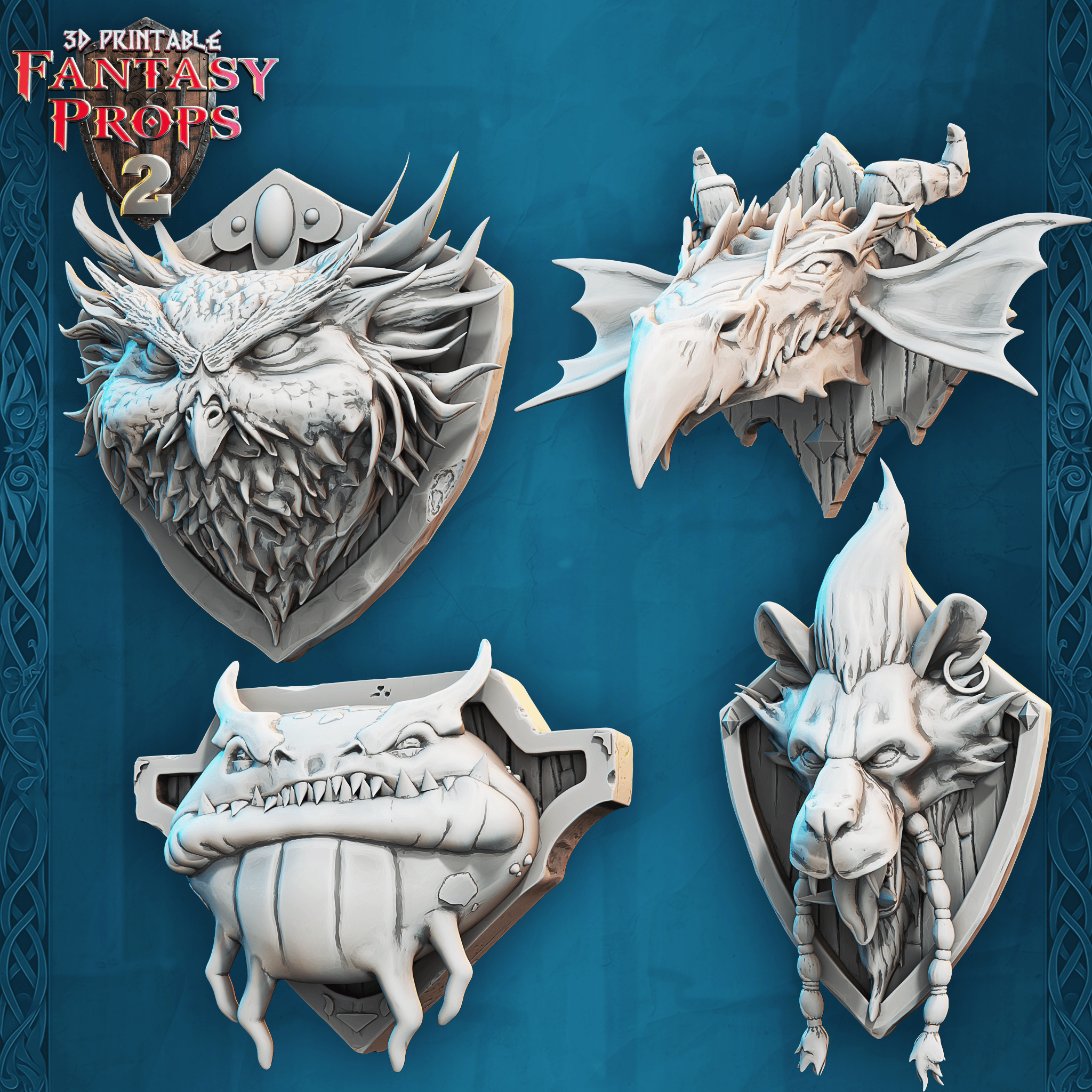 3D Printed STL Miniatures Fantasy Props 2 Museum Set 28 - 32mm War Gaming D&D