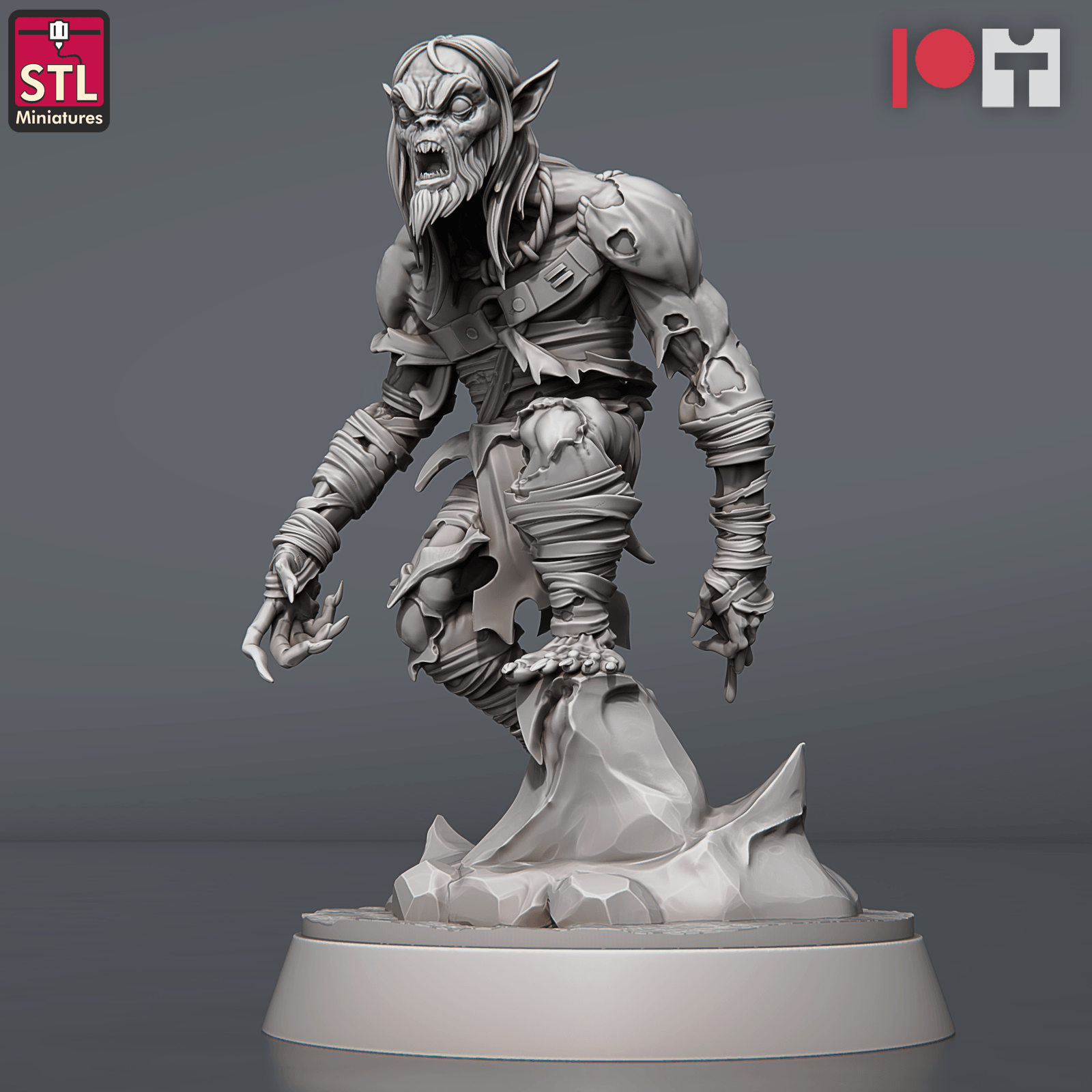 3D Printed STL Miniatures Ghoul King Set 28 - 32mm War Gaming D&D