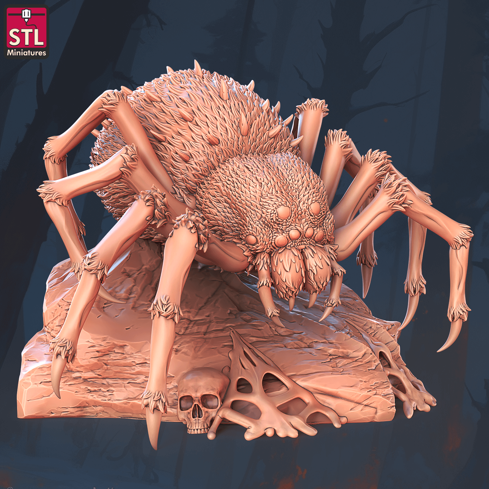 3D Printed STL Miniatures Giant Spiders Set 28 - 32mm War Gaming D&D